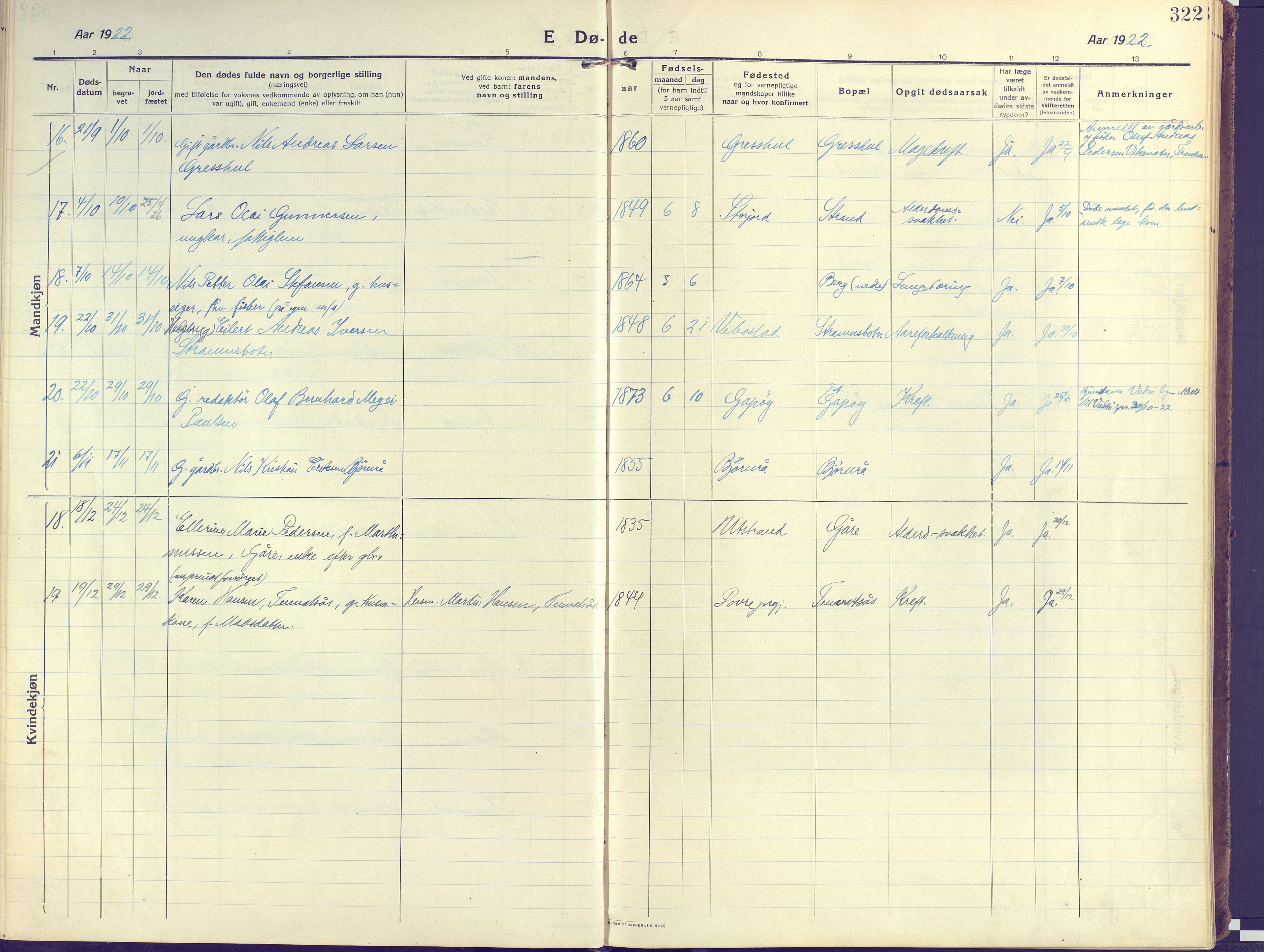 Kvæfjord sokneprestkontor, AV/SATØ-S-1323/G/Ga/Gaa/L0007kirke: Parish register (official) no. 7, 1915-1931, p. 322