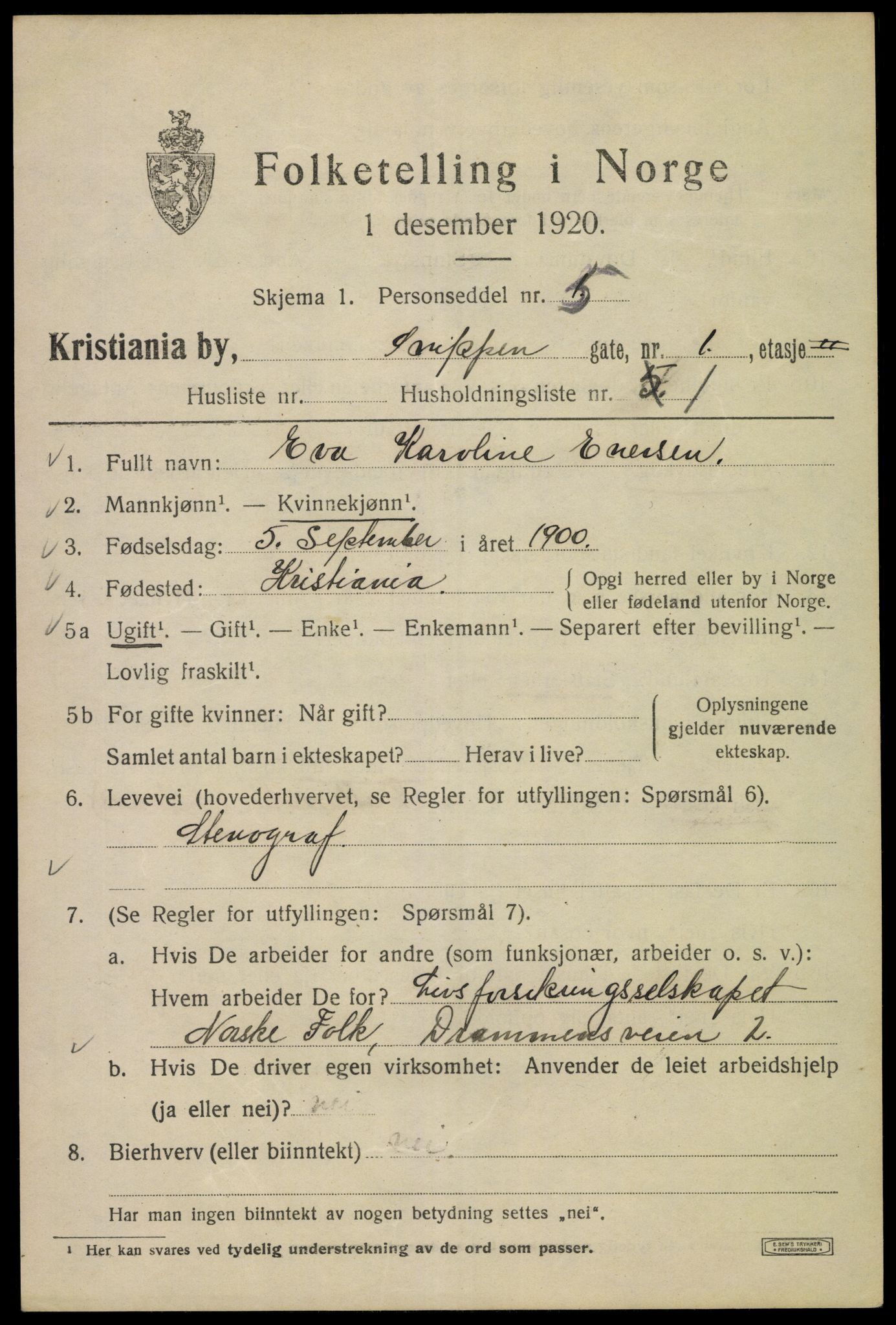 SAO, 1920 census for Kristiania, 1920, p. 521533