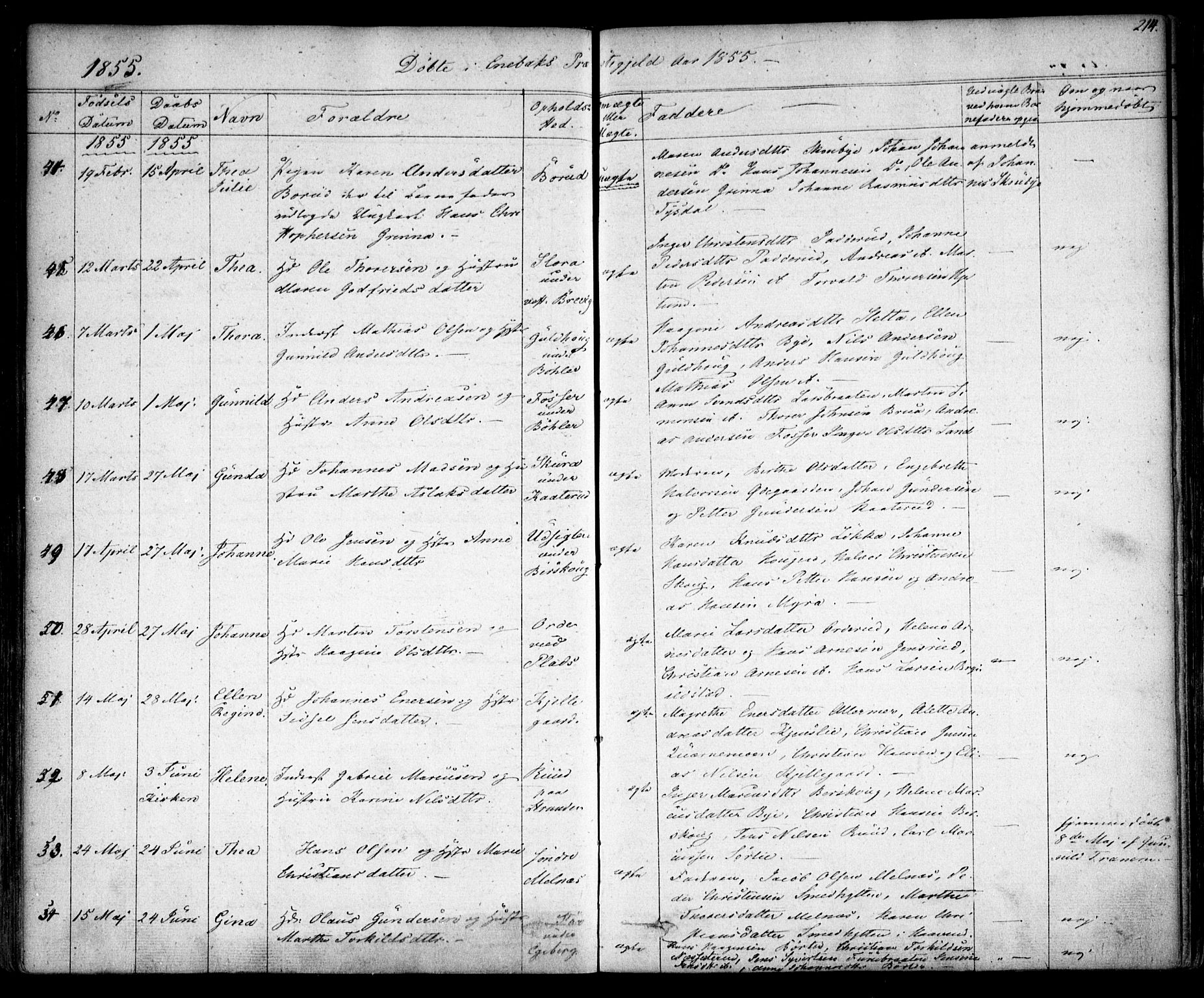 Enebakk prestekontor Kirkebøker, SAO/A-10171c/F/Fa/L0009: Parish register (official) no. I 9, 1832-1861, p. 214