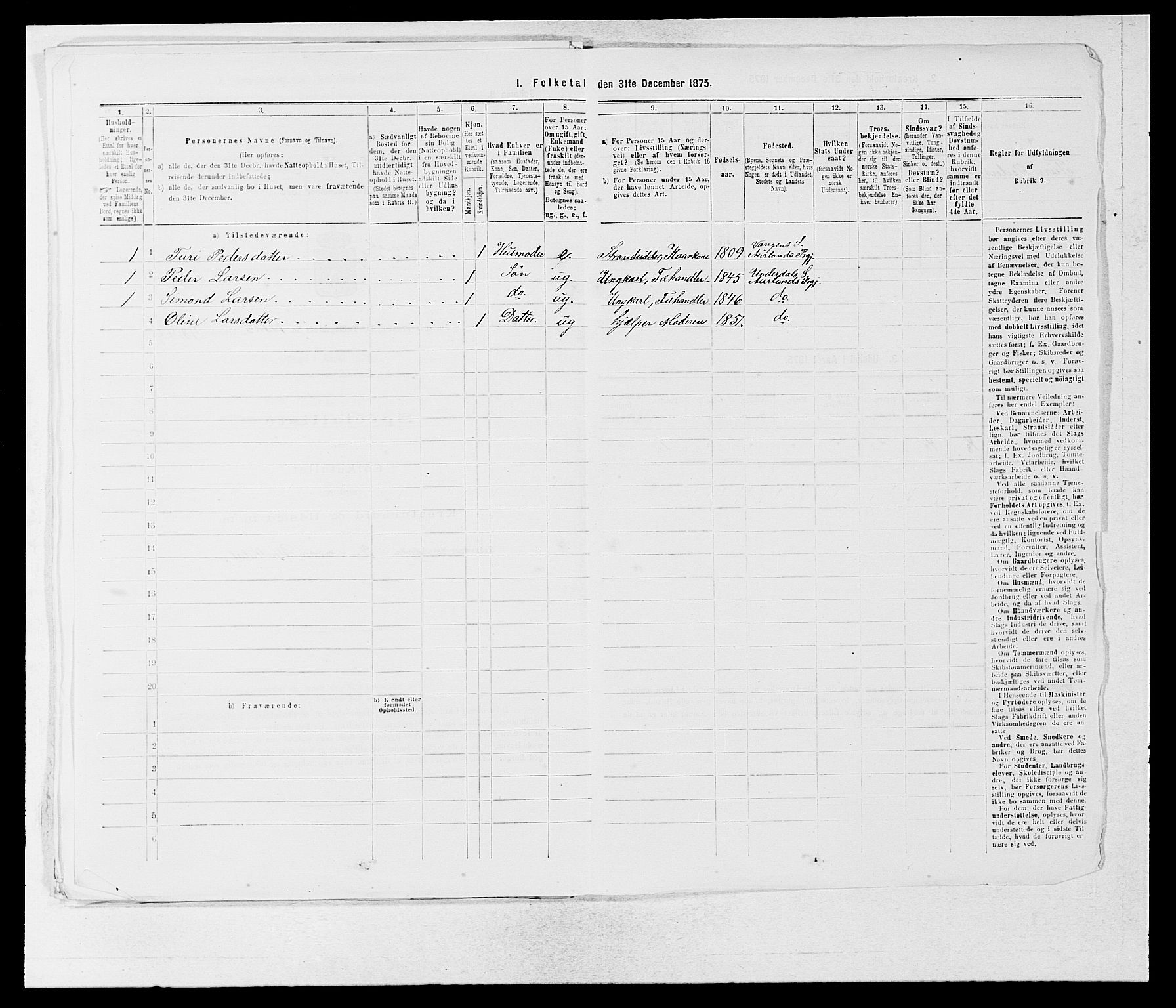 SAB, 1875 census for 1421P Aurland, 1875, p. 114