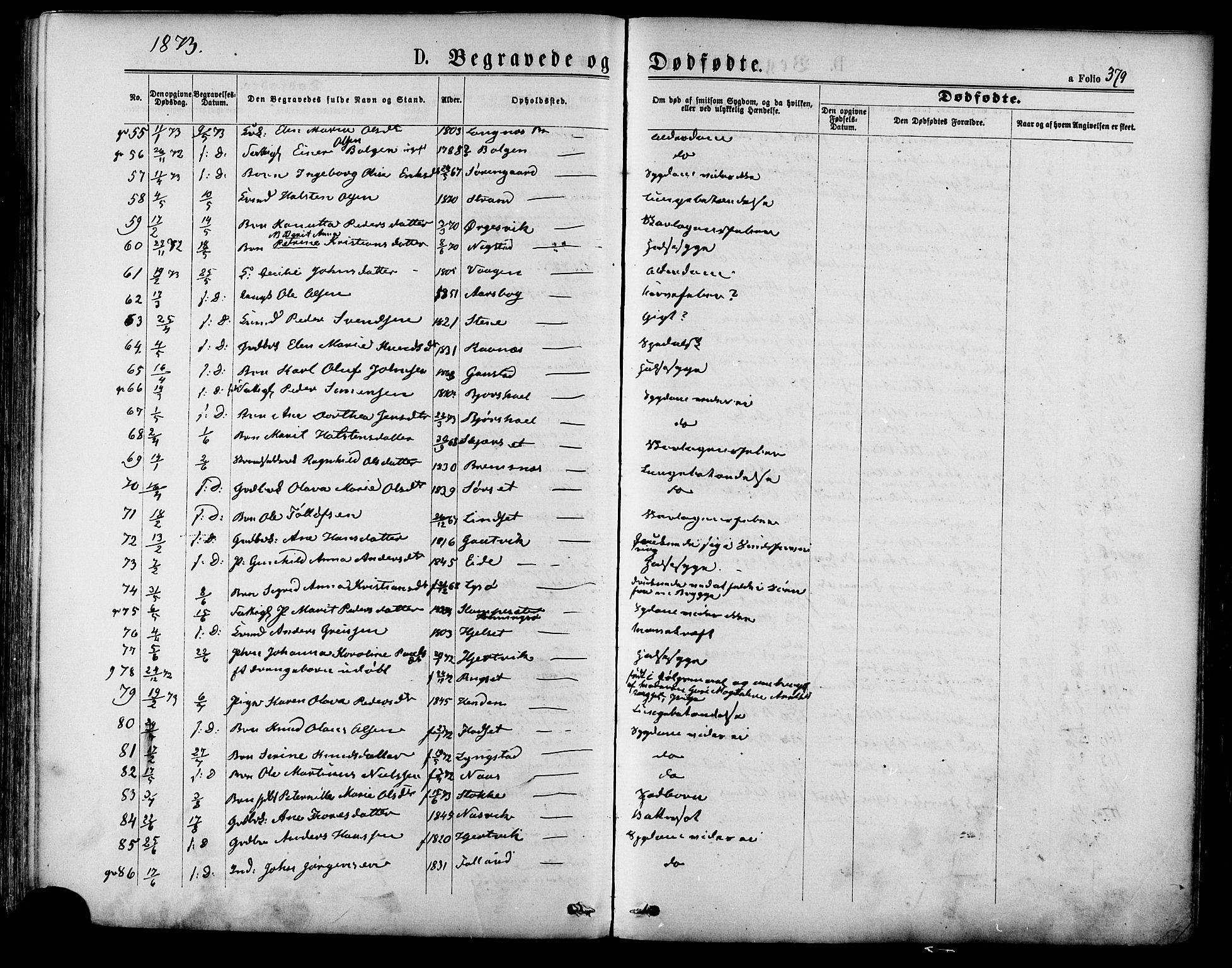 Ministerialprotokoller, klokkerbøker og fødselsregistre - Møre og Romsdal, AV/SAT-A-1454/568/L0805: Parish register (official) no. 568A12 /1, 1869-1884, p. 379