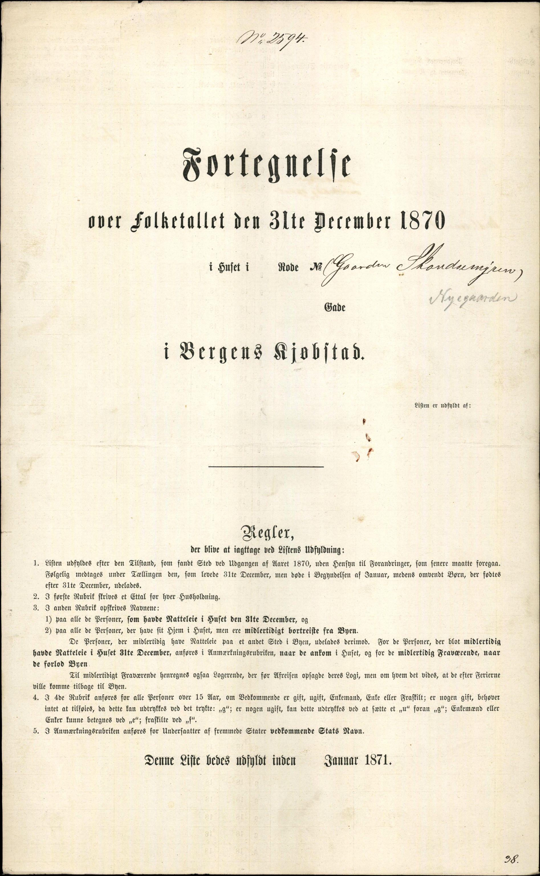 RA, 1870 census for 1301 Bergen, 1870