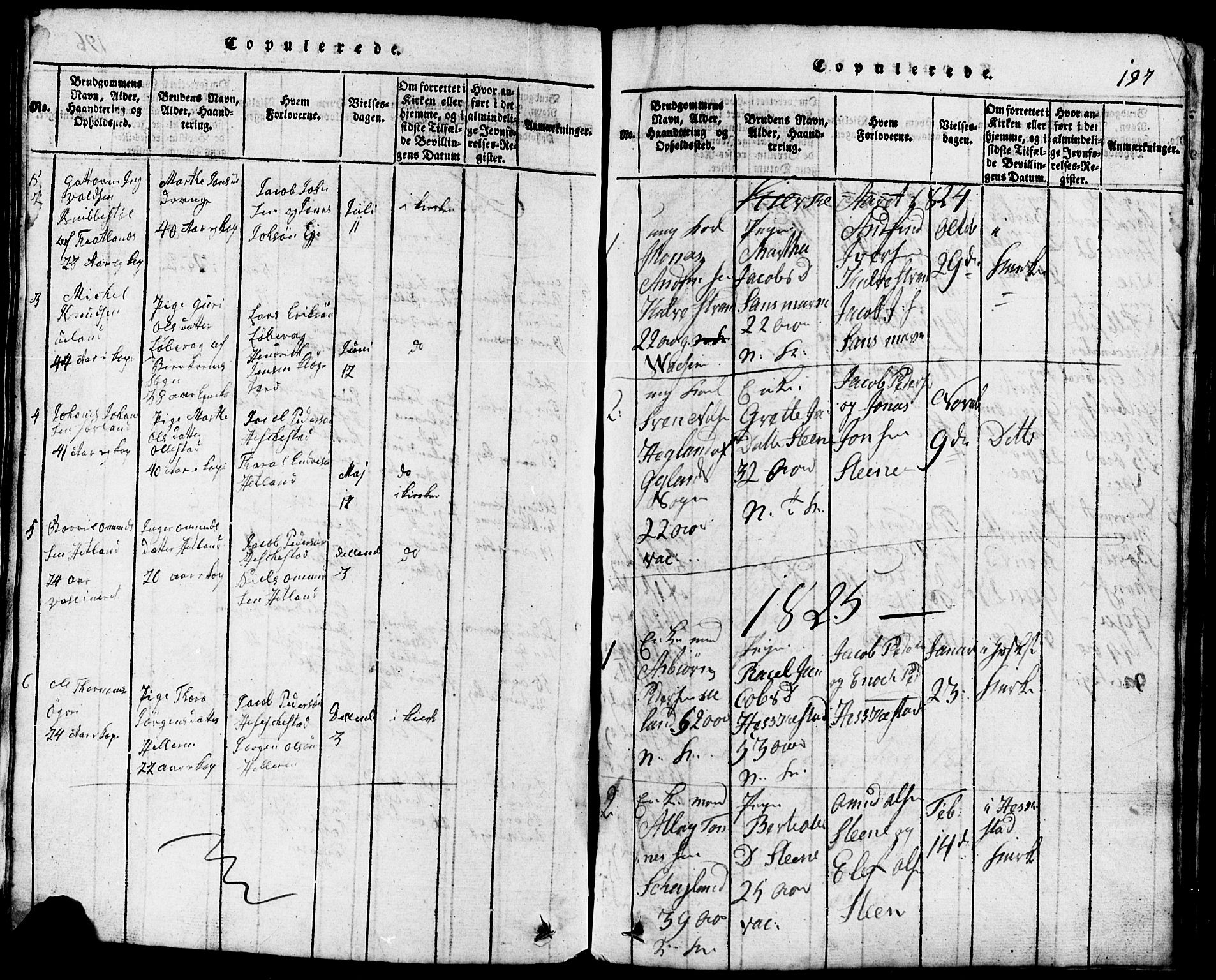 Lund sokneprestkontor, SAST/A-101809/S07/L0001: Parish register (copy) no. B 1, 1815-1853, p. 197