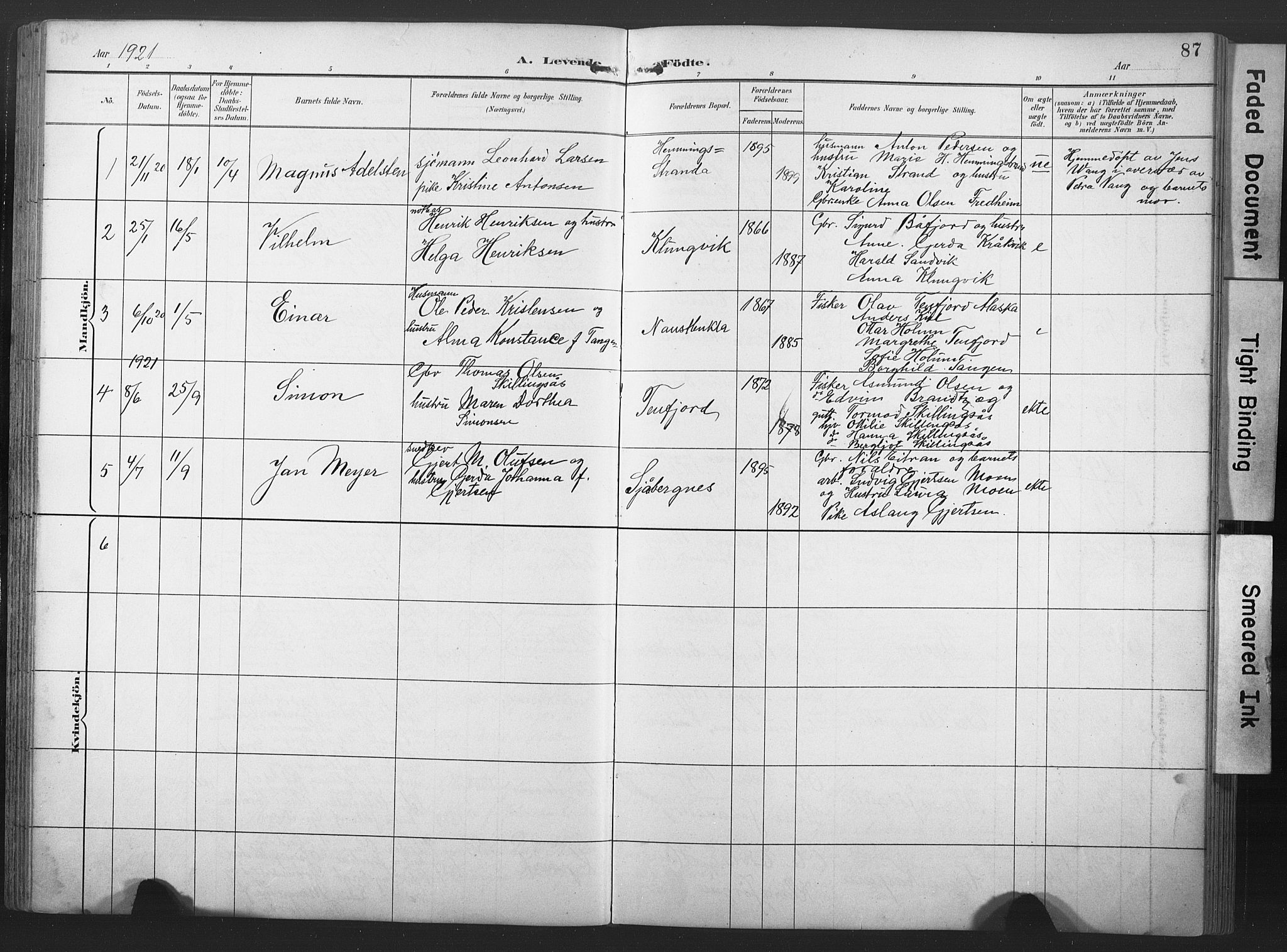 Ministerialprotokoller, klokkerbøker og fødselsregistre - Nord-Trøndelag, AV/SAT-A-1458/789/L0706: Parish register (copy) no. 789C01, 1888-1931, p. 87