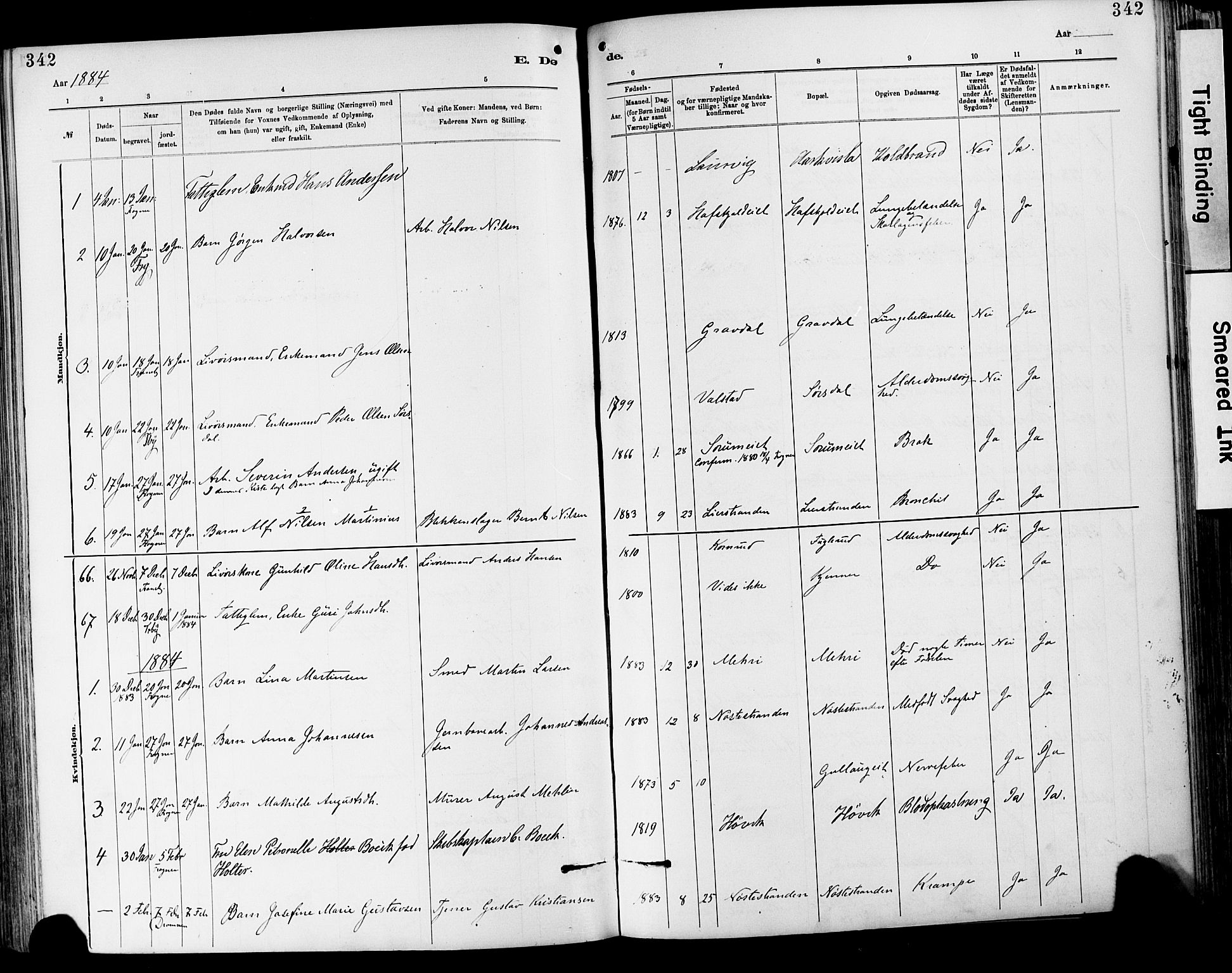 Lier kirkebøker, SAKO/A-230/F/Fa/L0015: Parish register (official) no. I 15, 1883-1894, p. 342