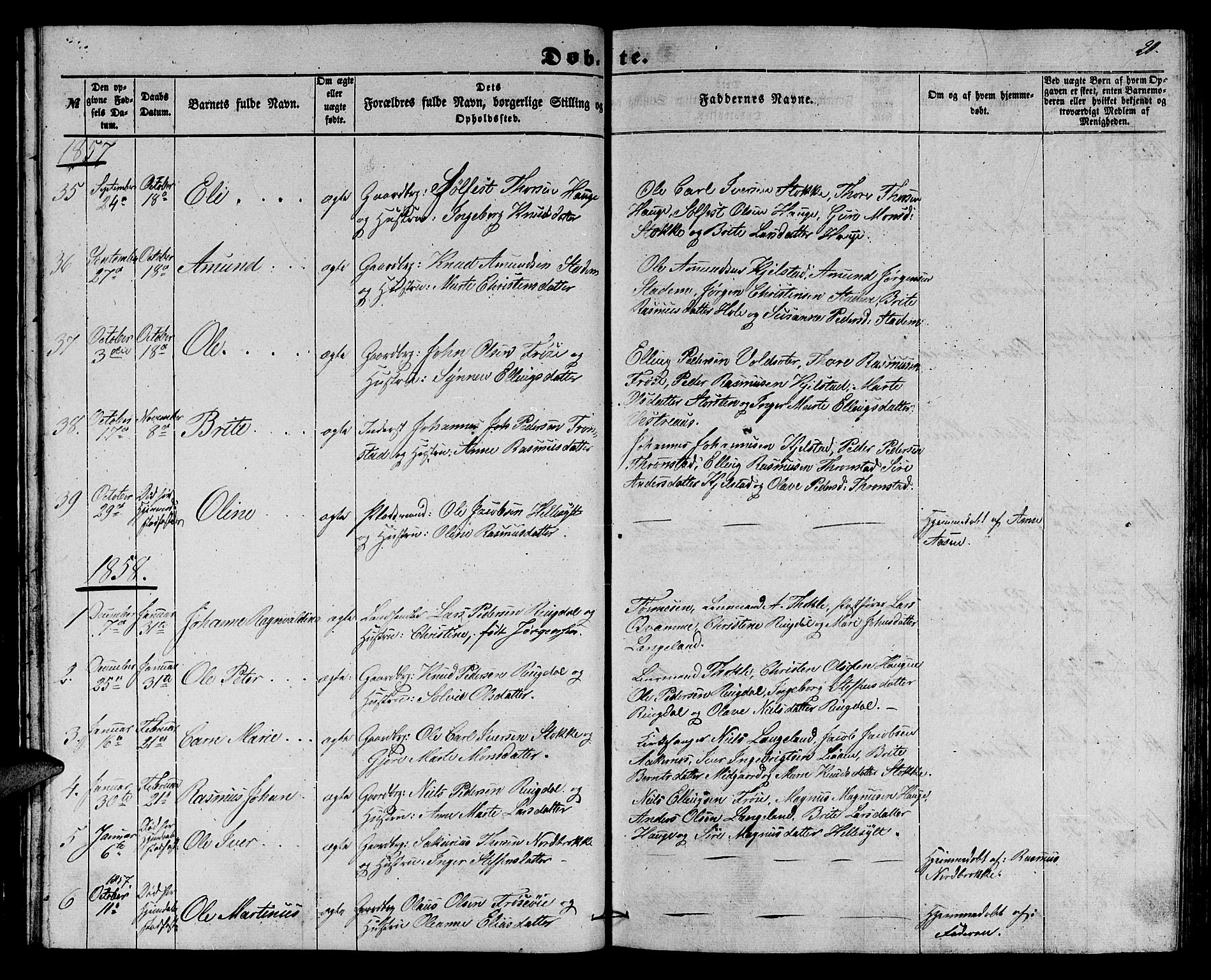 Ministerialprotokoller, klokkerbøker og fødselsregistre - Møre og Romsdal, SAT/A-1454/517/L0228: Parish register (copy) no. 517C01, 1854-1865, p. 20