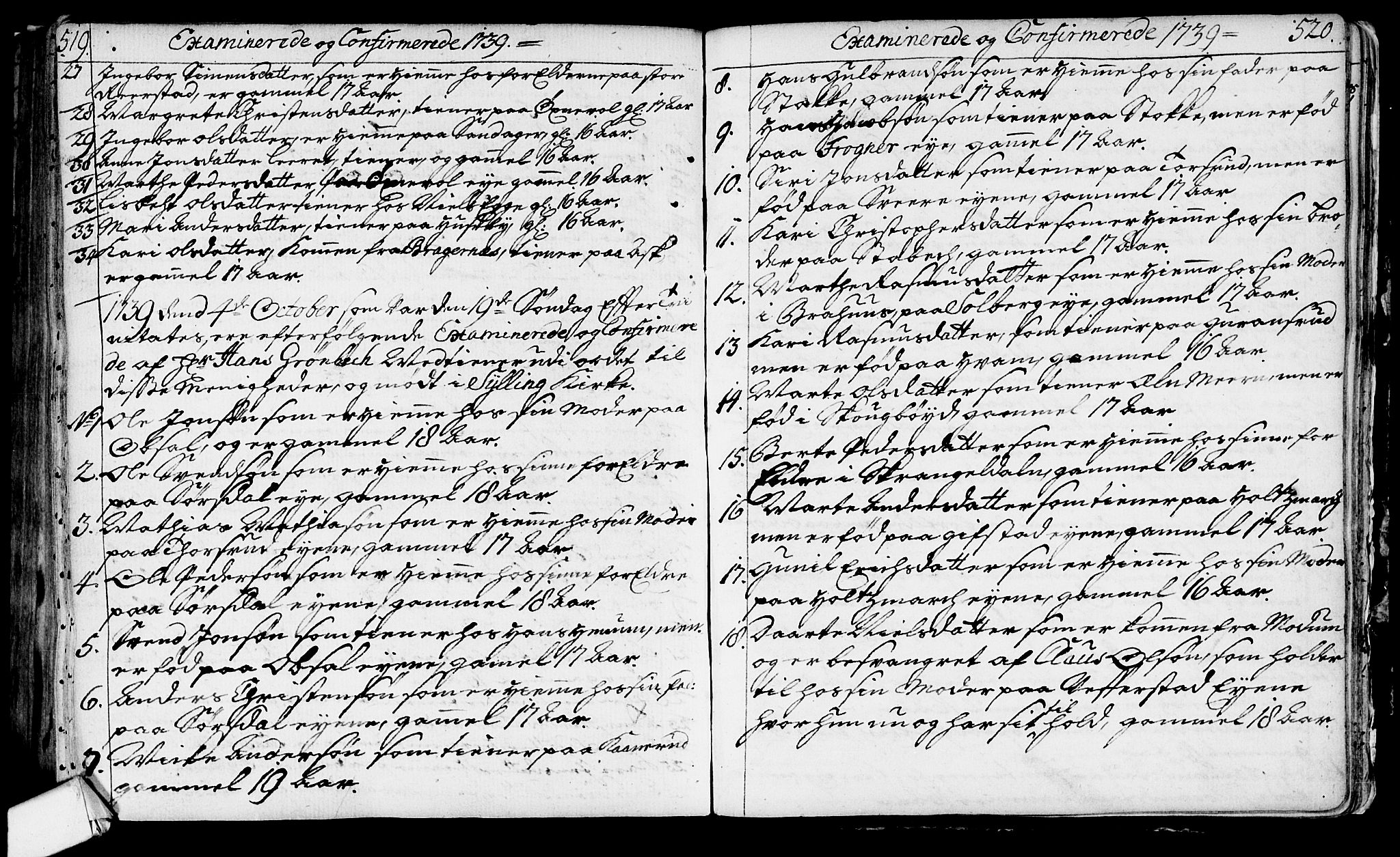 Lier kirkebøker, AV/SAKO-A-230/F/Fa/L0003: Parish register (official) no. I 3, 1727-1748, p. 519-520