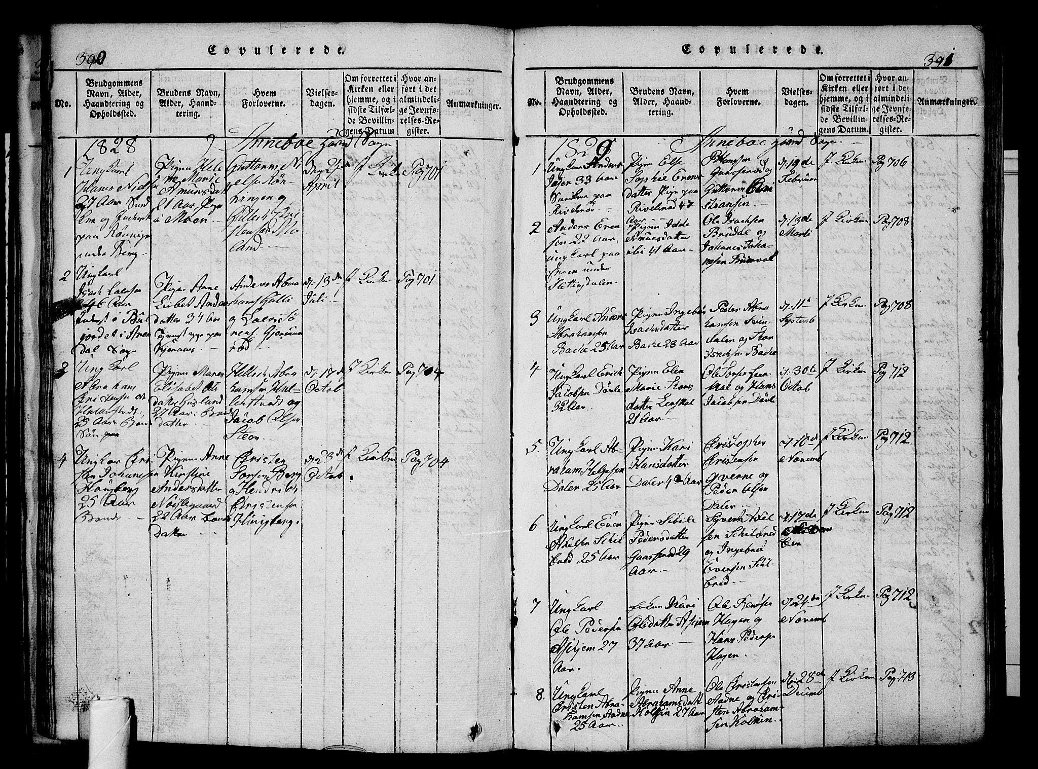 Andebu kirkebøker, SAKO/A-336/G/Ga/L0002: Parish register (copy) no. I 2 /1, 1823-1832, p. 390-391
