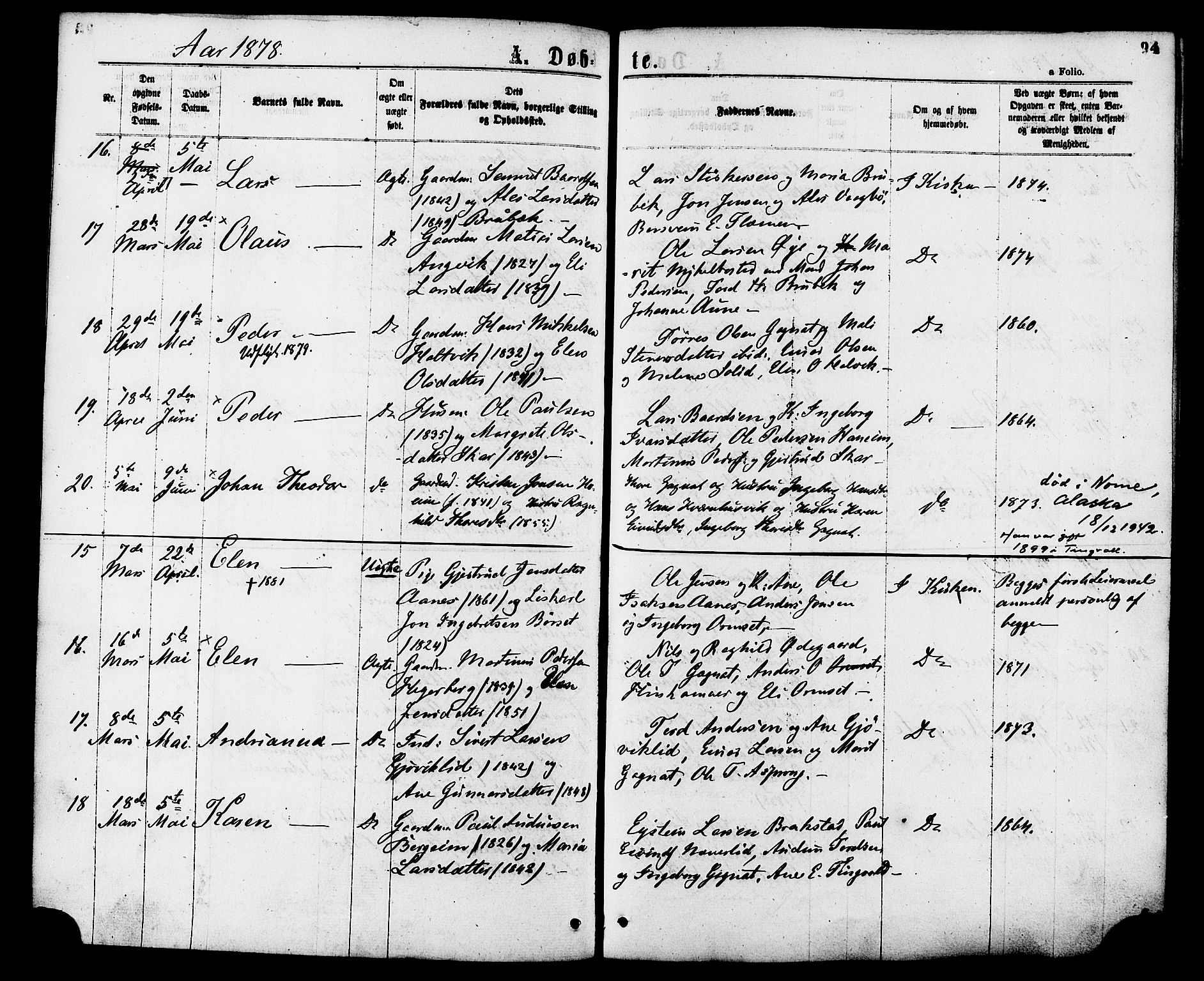 Ministerialprotokoller, klokkerbøker og fødselsregistre - Møre og Romsdal, SAT/A-1454/586/L0986: Parish register (official) no. 586A12, 1867-1878, p. 94