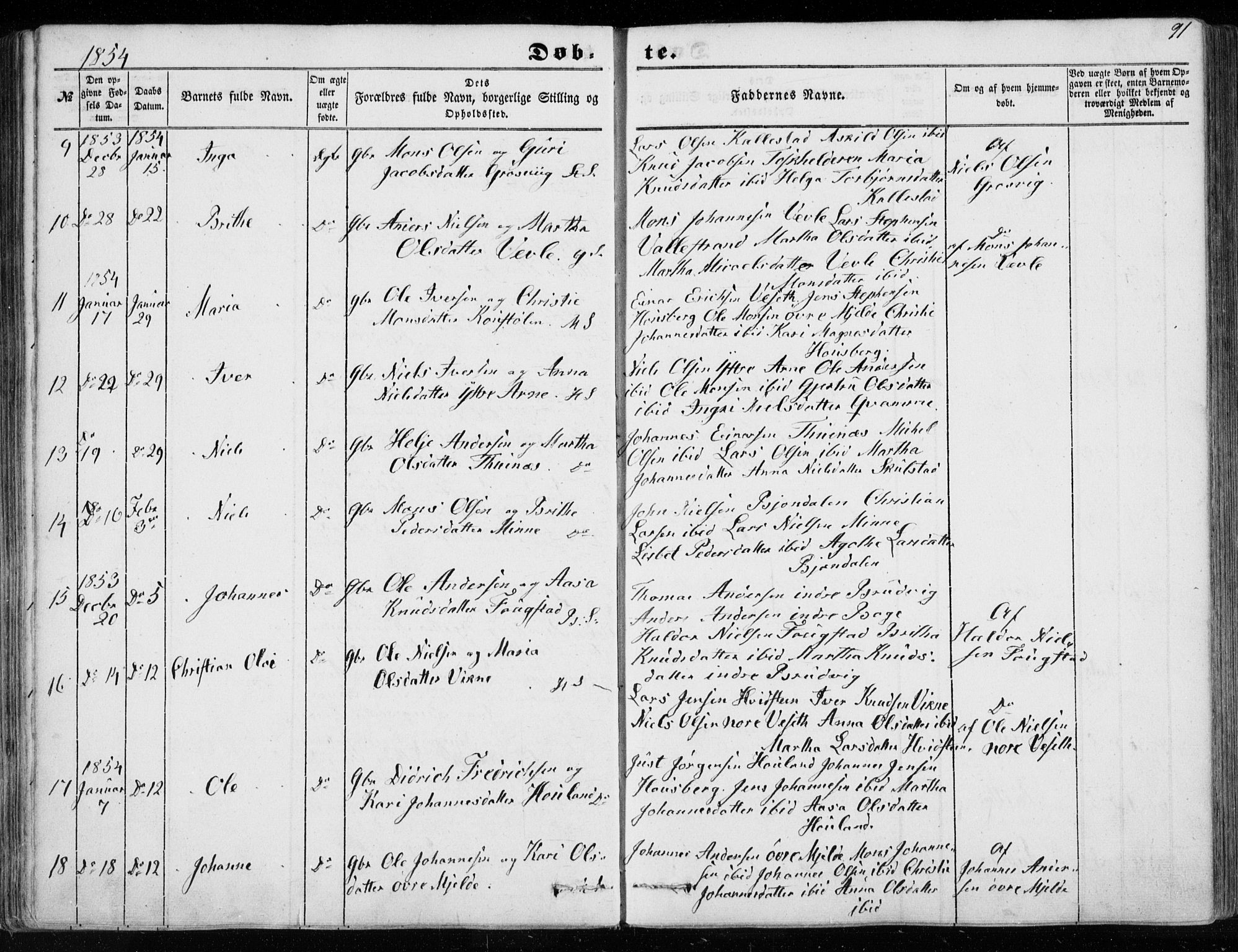 Haus sokneprestembete, AV/SAB-A-75601/H/Haa: Parish register (official) no. A 16 I, 1848-1857, p. 91