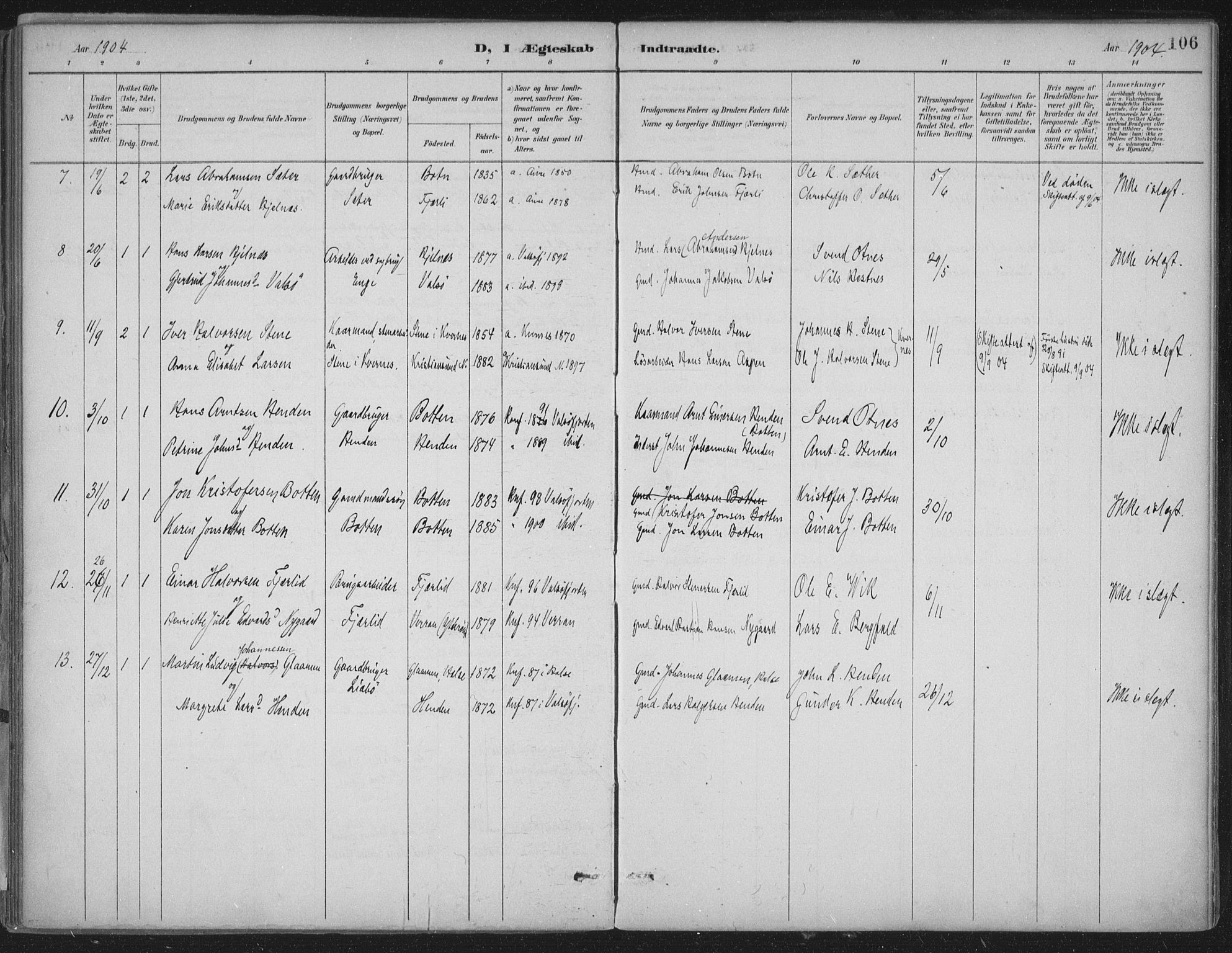 Ministerialprotokoller, klokkerbøker og fødselsregistre - Møre og Romsdal, AV/SAT-A-1454/580/L0925: Parish register (official) no. 580A02, 1888-1913, p. 106