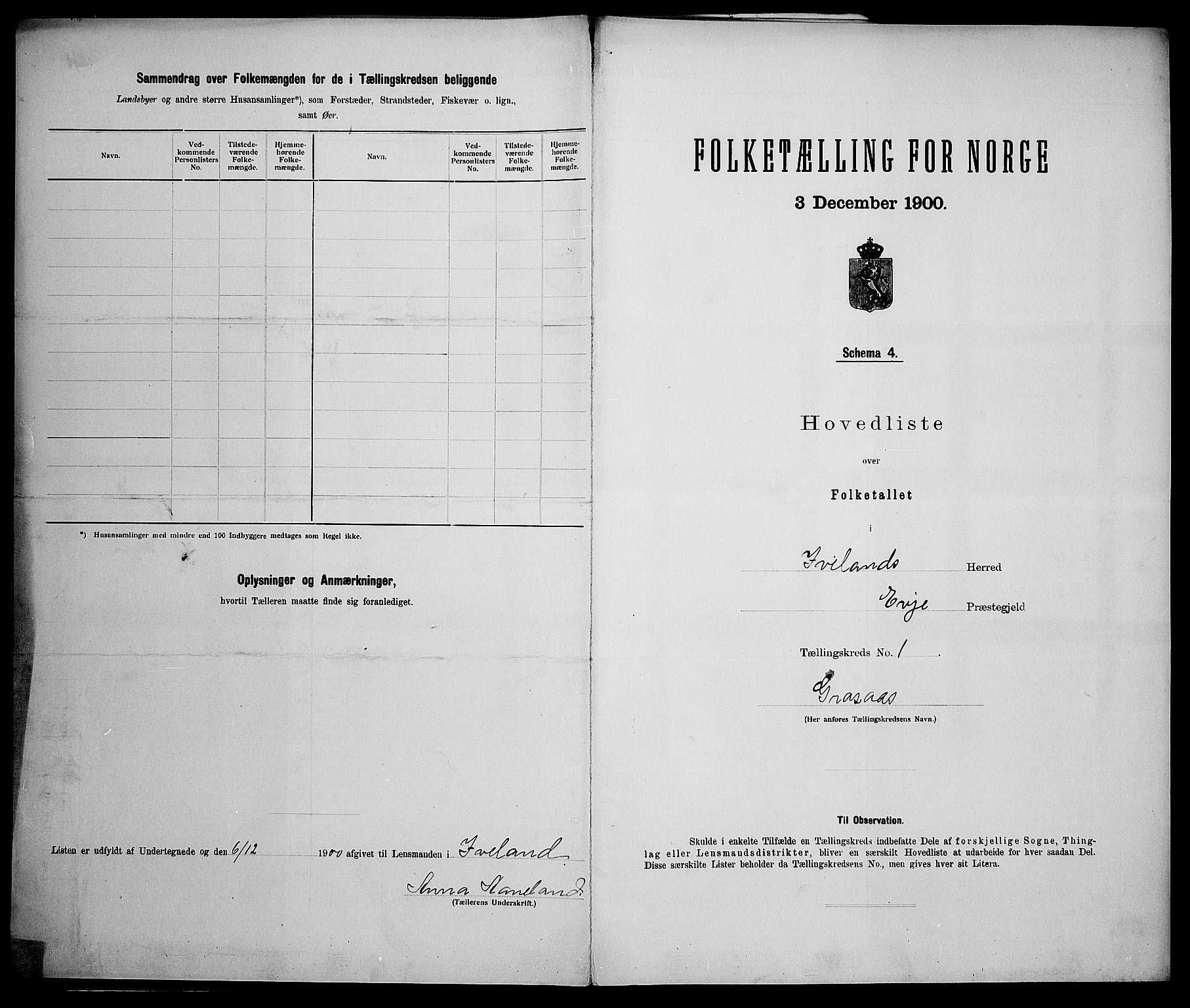 SAK, 1900 census for Iveland, 1900, p. 13