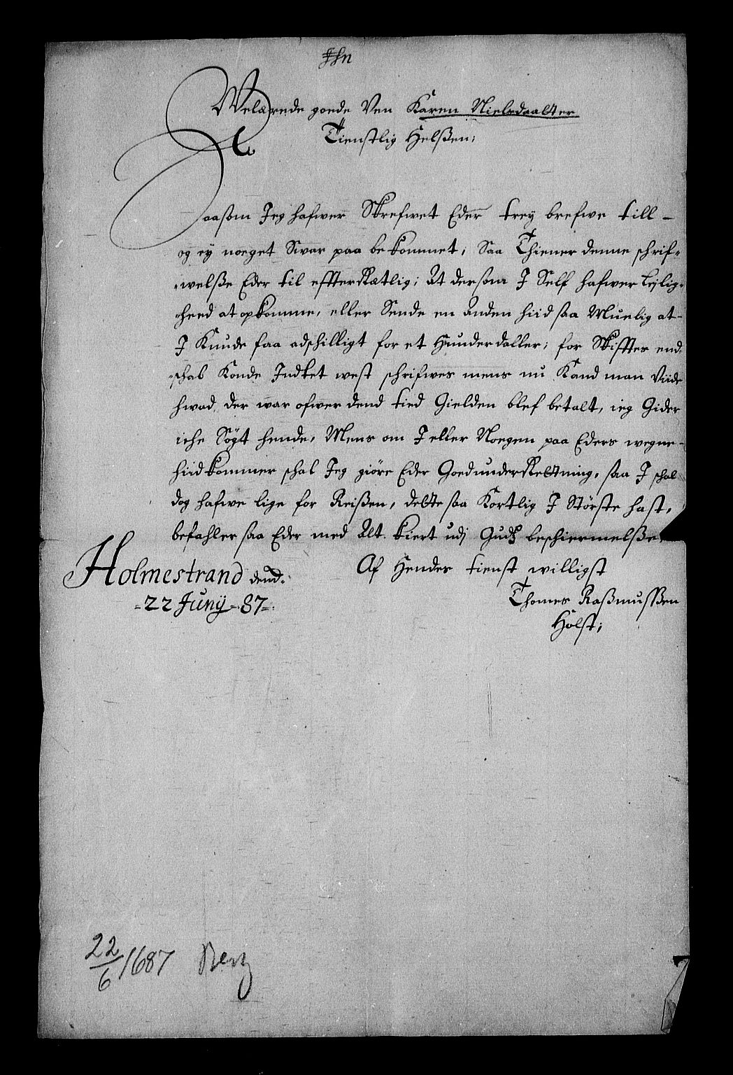 Stattholderembetet 1572-1771, AV/RA-EA-2870/Af/L0002: Avskrifter av vedlegg til originale supplikker, nummerert i samsvar med supplikkbøkene, 1687-1689, p. 7