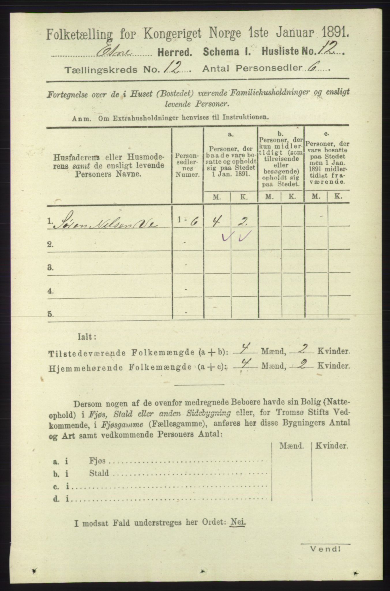 RA, 1891 census for 1211 Etne, 1891, p. 2539