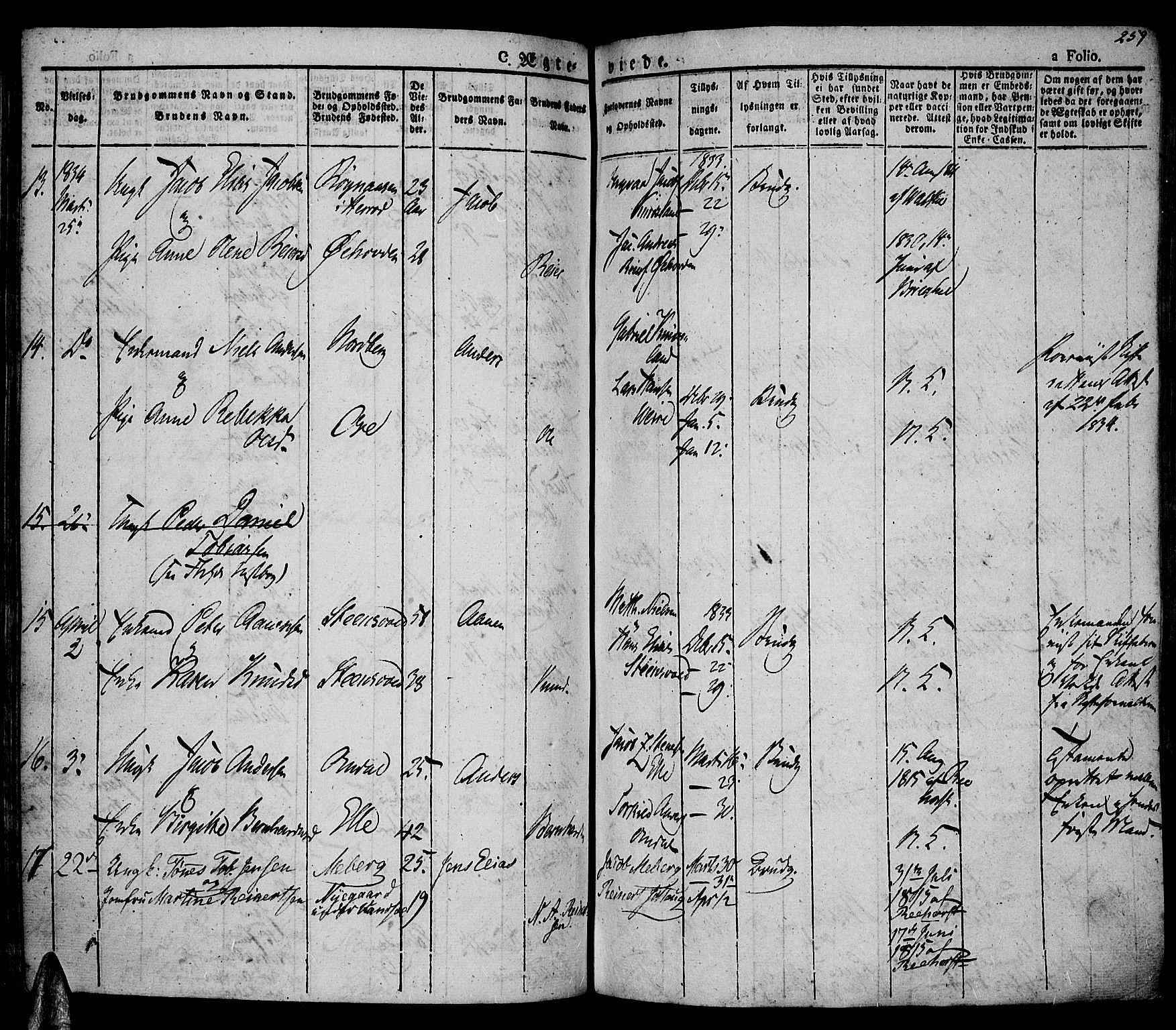 Lista sokneprestkontor, AV/SAK-1111-0027/F/Fa/L0008: Parish register (official) no. A 8, 1823-1835, p. 259