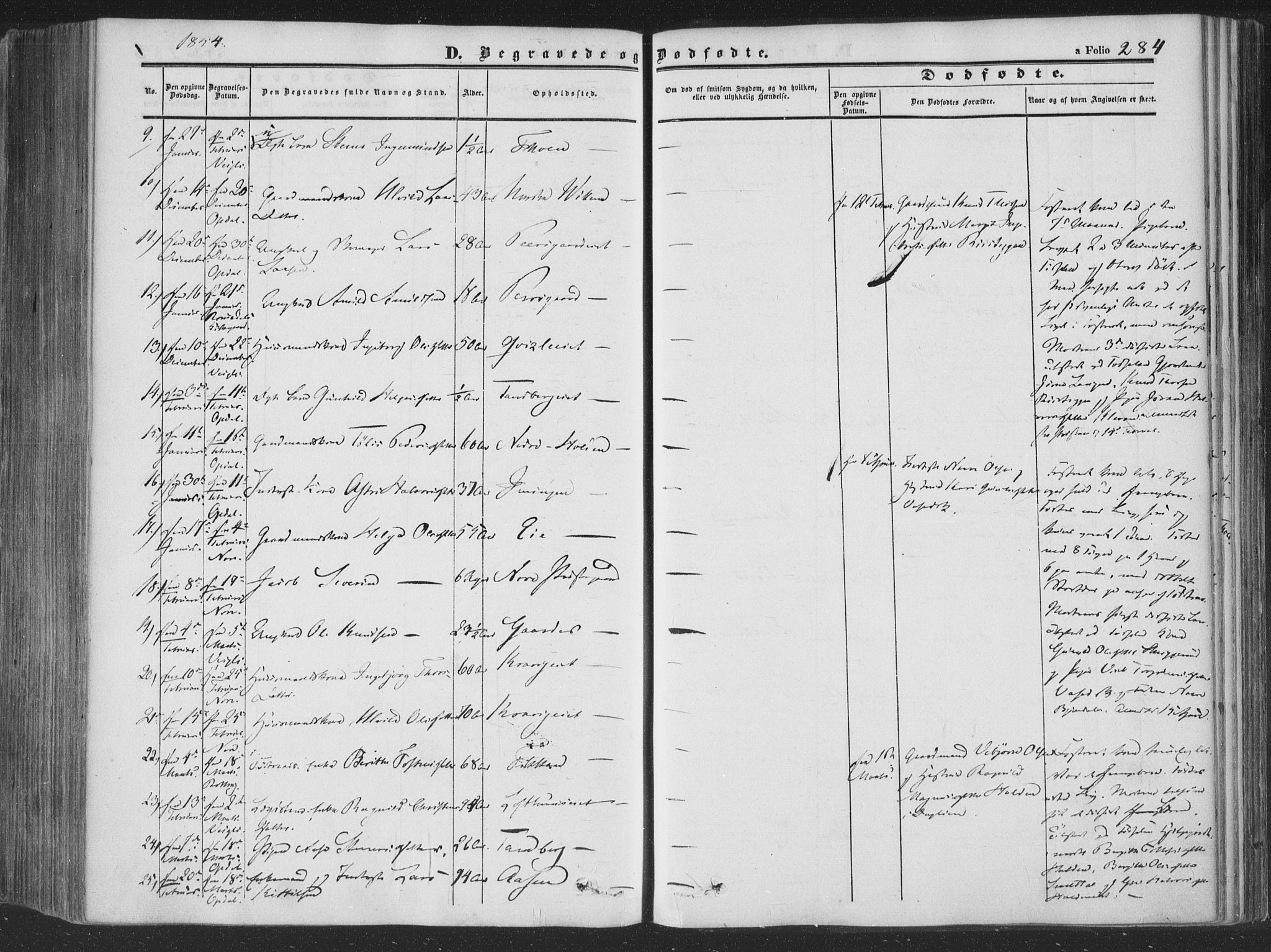 Rollag kirkebøker, AV/SAKO-A-240/F/Fa/L0008: Parish register (official) no. I 8, 1847-1860, p. 284