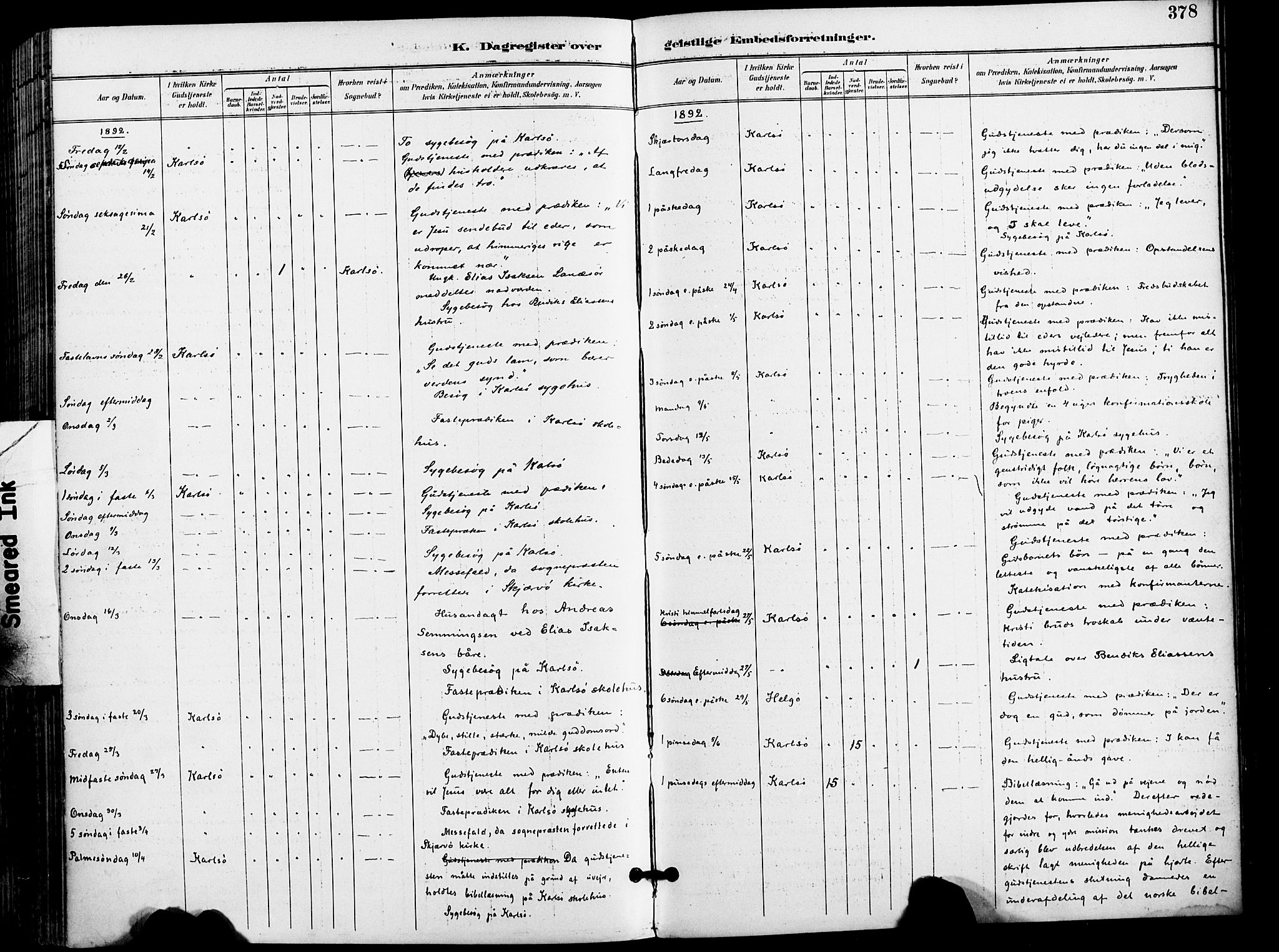 Karlsøy sokneprestembete, AV/SATØ-S-1299/H/Ha/Haa/L0007kirke: Parish register (official) no. 7, 1891-1902, p. 378