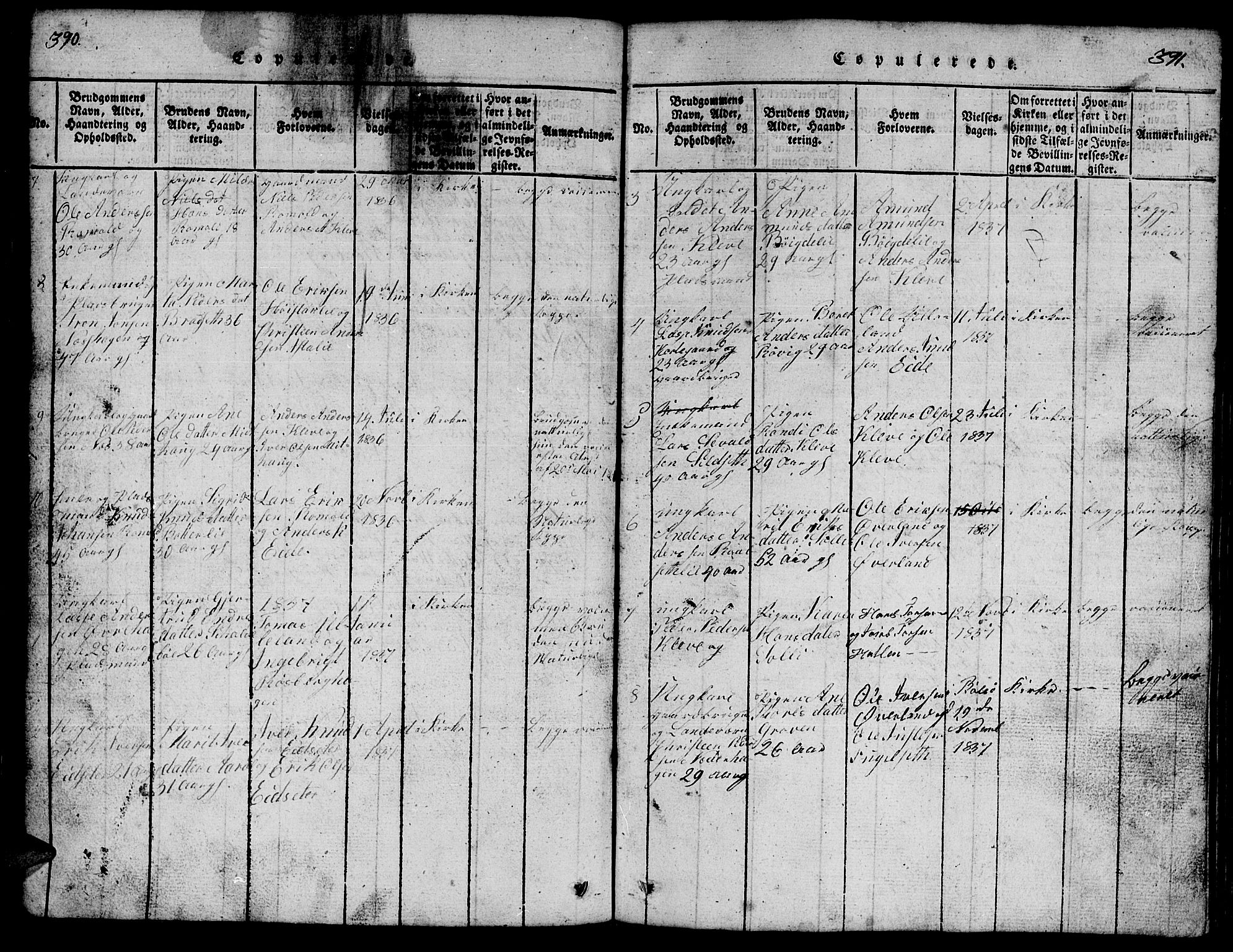 Ministerialprotokoller, klokkerbøker og fødselsregistre - Møre og Romsdal, SAT/A-1454/557/L0683: Parish register (copy) no. 557C01, 1818-1862, p. 390-391