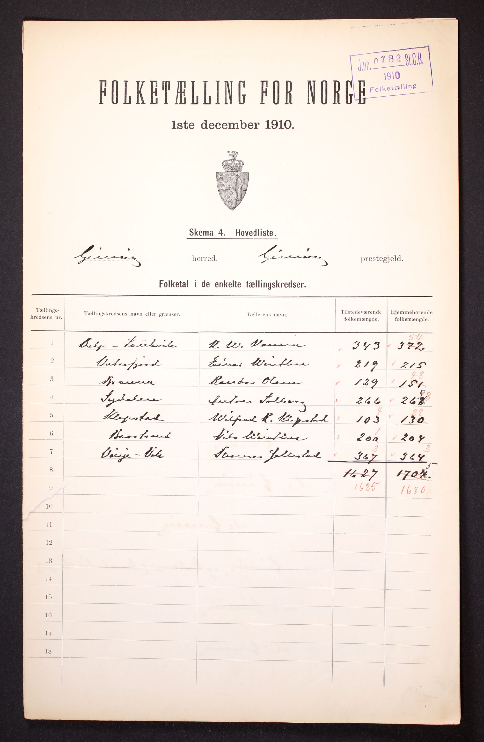 RA, 1910 census for Gimsøy, 1910, p. 2