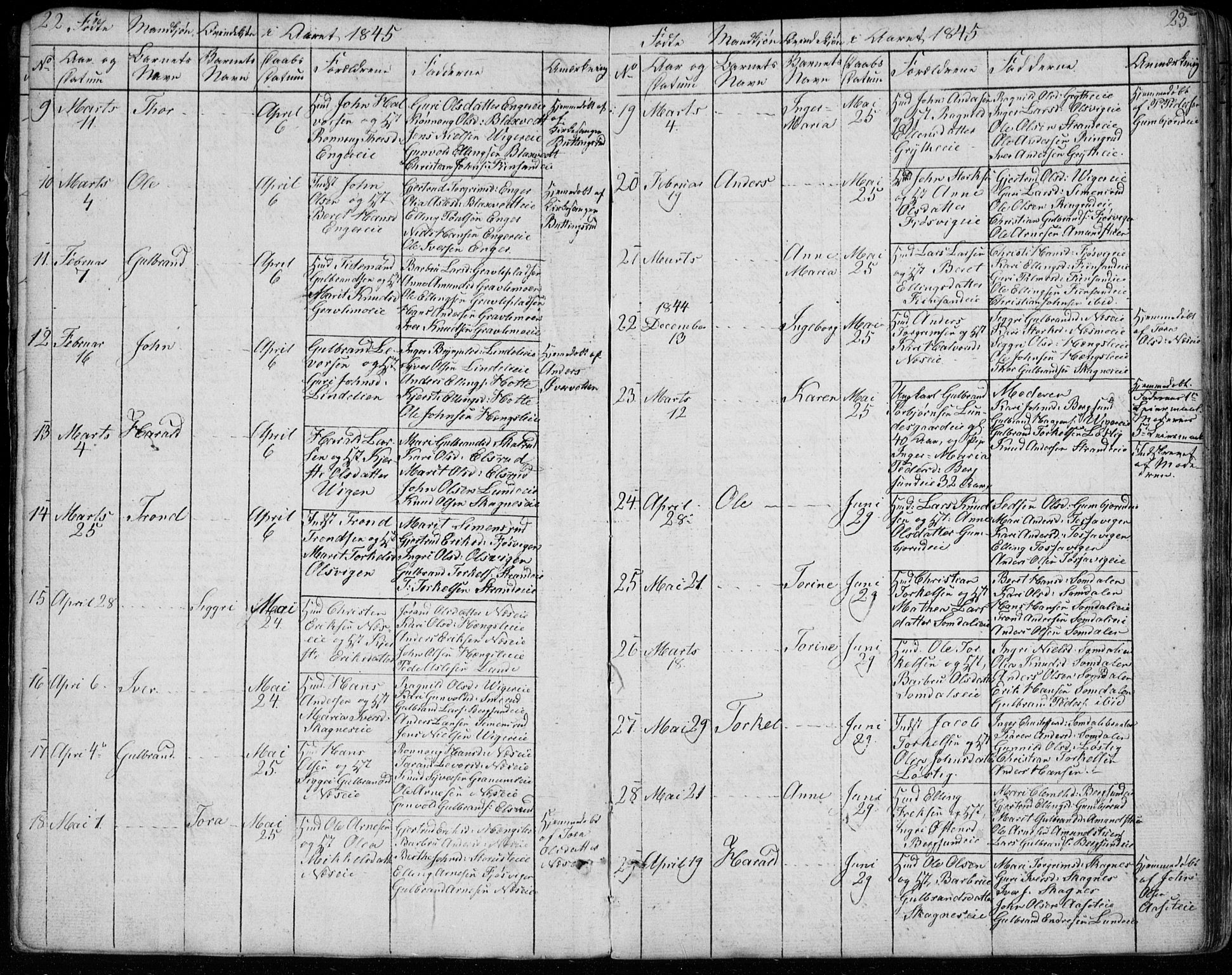 Ådal kirkebøker, AV/SAKO-A-248/G/Ga/L0002: Parish register (copy) no. I 2, 1840-1861, p. 22-23