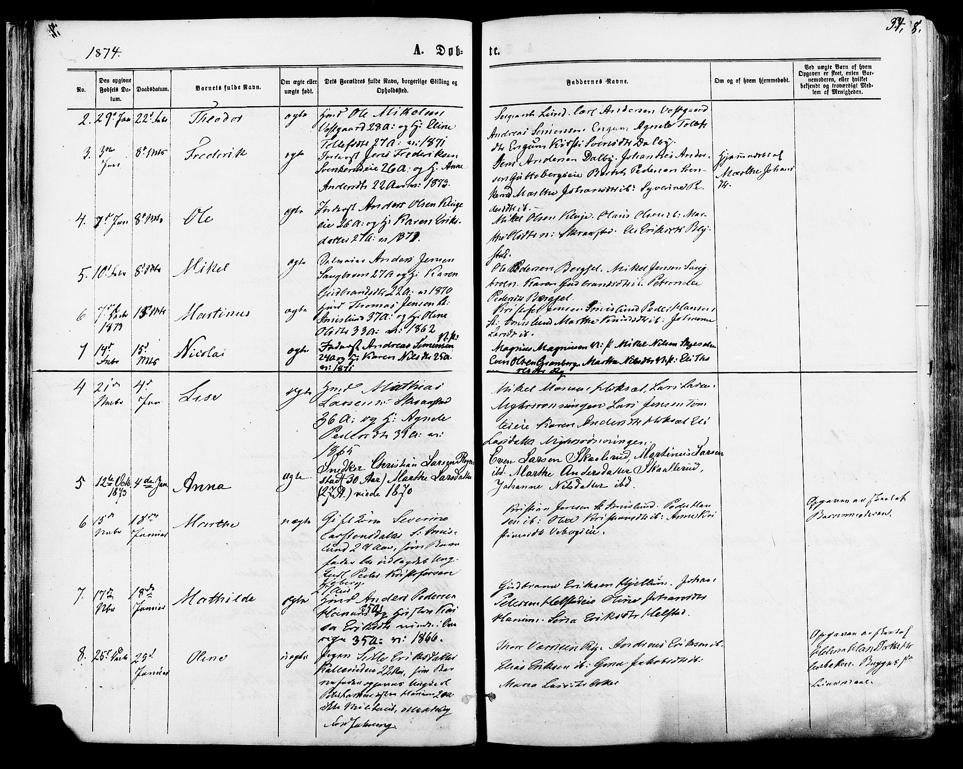 Vang prestekontor, Hedmark, SAH/PREST-008/H/Ha/Haa/L0015: Parish register (official) no. 15, 1871-1885, p. 34