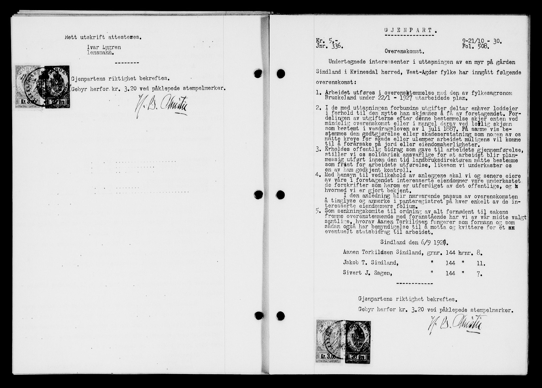 Flekkefjord sorenskriveri, SAK/1221-0001/G/Gb/Gba/L0046: Mortgage book no. 44, 1930-1931, Deed date: 21.10.1930