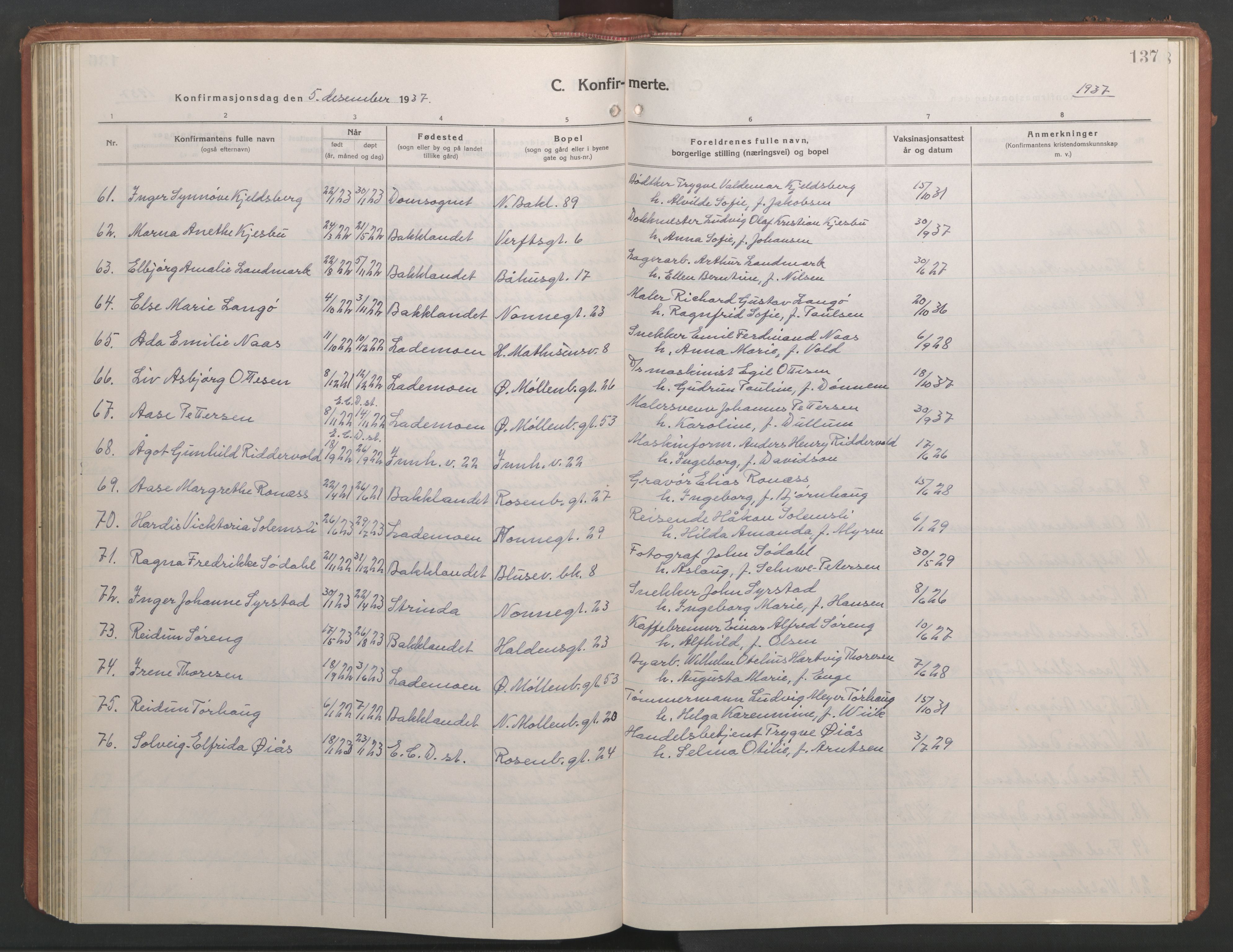 Ministerialprotokoller, klokkerbøker og fødselsregistre - Sør-Trøndelag, SAT/A-1456/604/L0228: Parish register (copy) no. 604C11, 1928-1950, p. 137