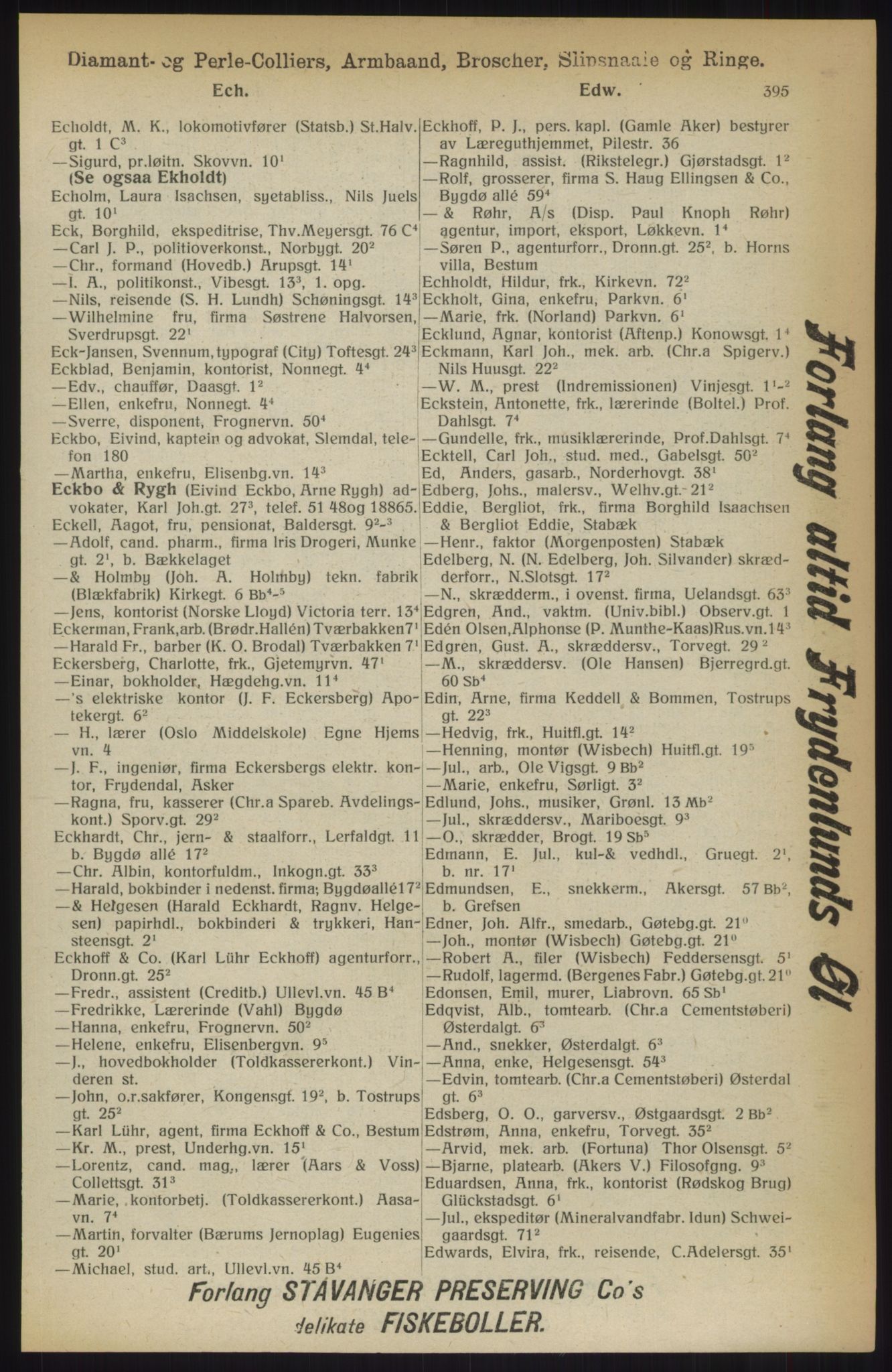 Kristiania/Oslo adressebok, PUBL/-, 1914, p. 395