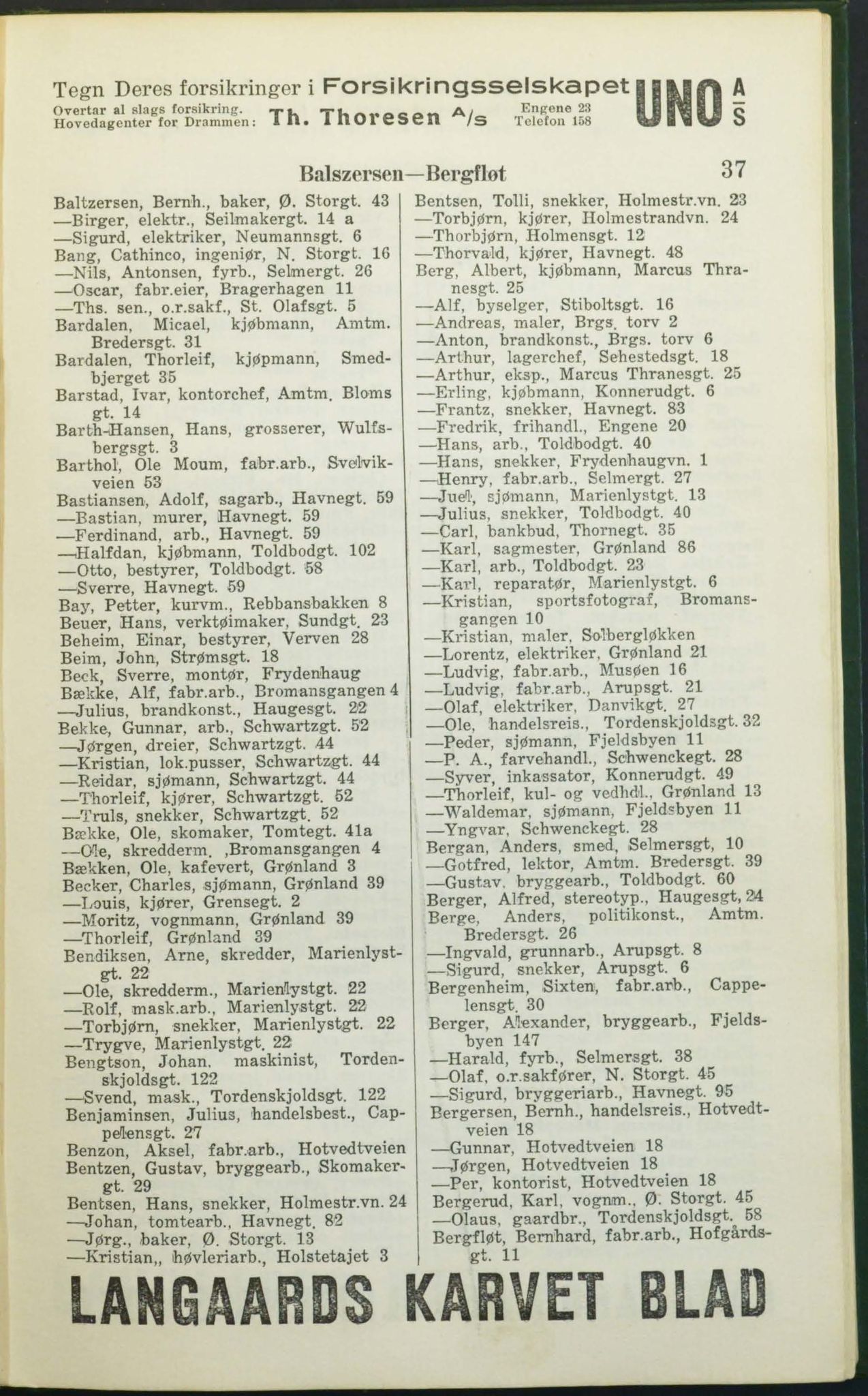 Drammen adressebok, DRMK/-, 1925, p. 37