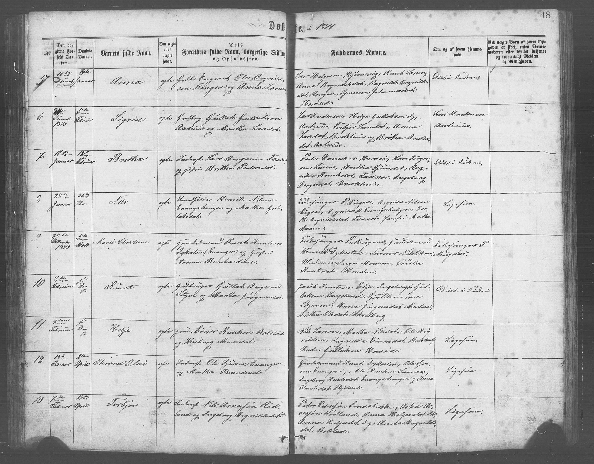 Evanger sokneprestembete, SAB/A-99924: Parish register (copy) no. A 2, 1863-1879, p. 48
