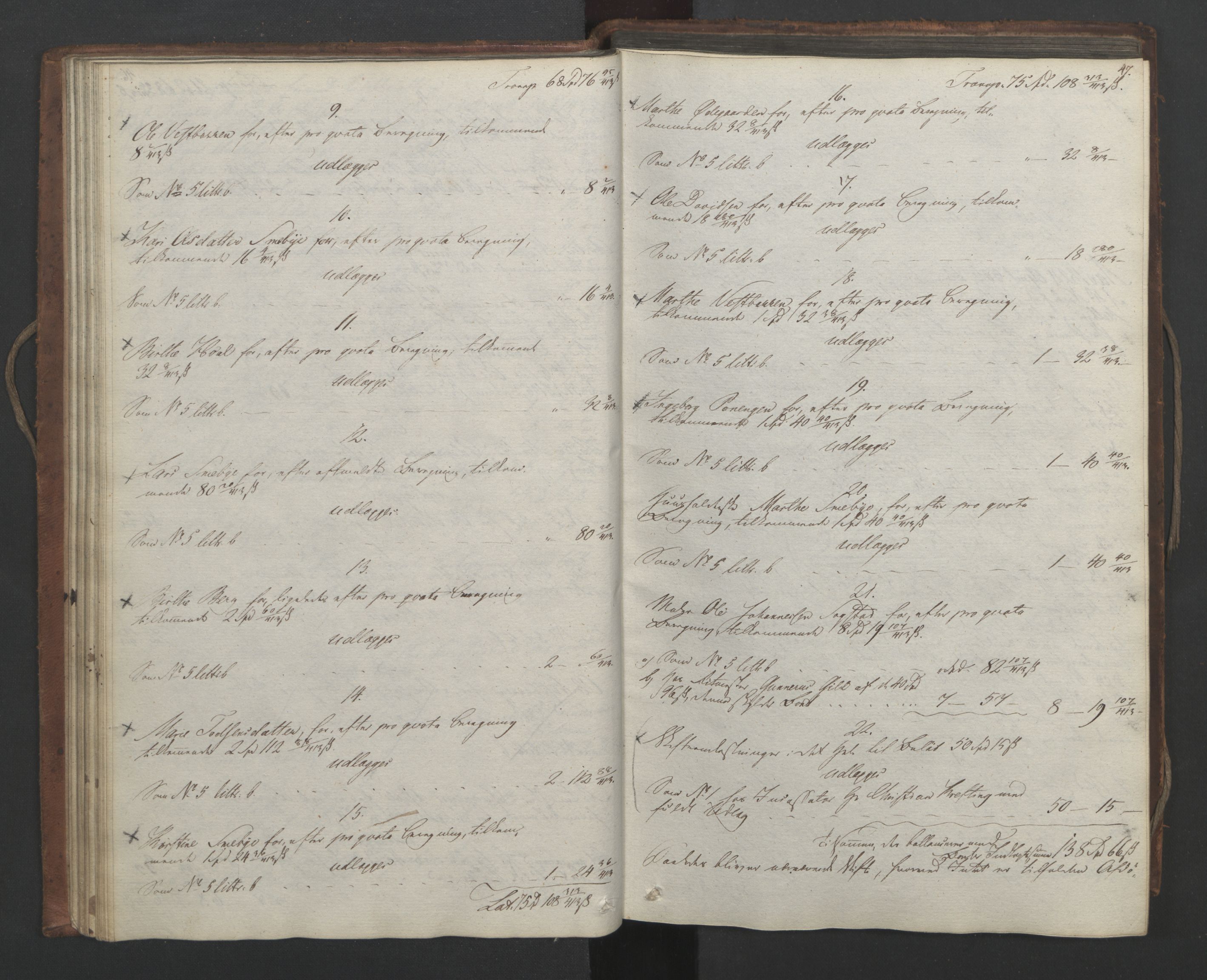 Forsvaret, Generalauditøren, AV/RA-RAFA-1772/F/Fj/Fjc/L0011: Skifteprotokol for Kavallrie-Brigaden 31.10. 1821 - 14. 2. 1825., 1821-1825, p. 46b-47a