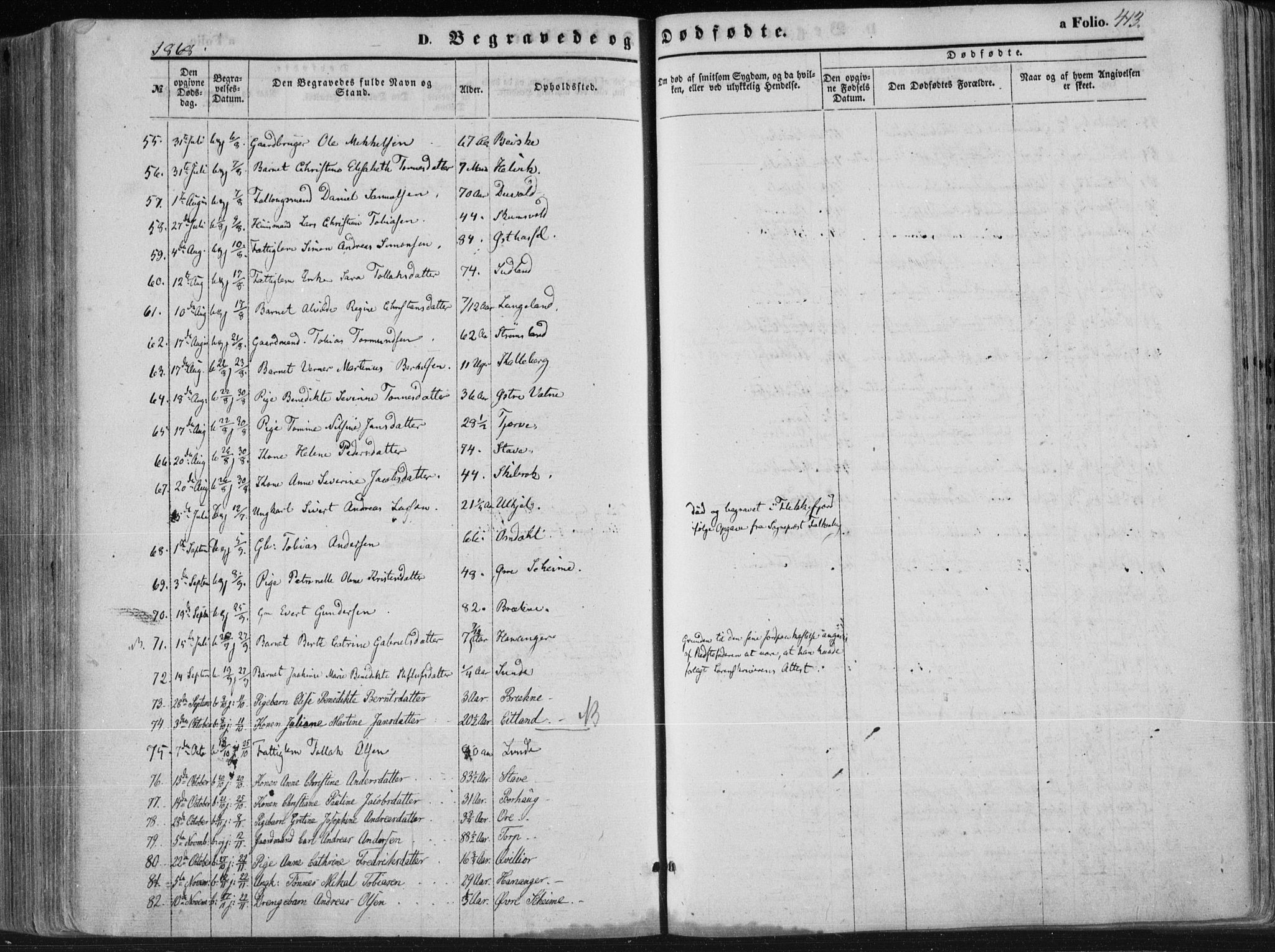 Lista sokneprestkontor, AV/SAK-1111-0027/F/Fa/L0011: Parish register (official) no. A 11, 1861-1878, p. 413