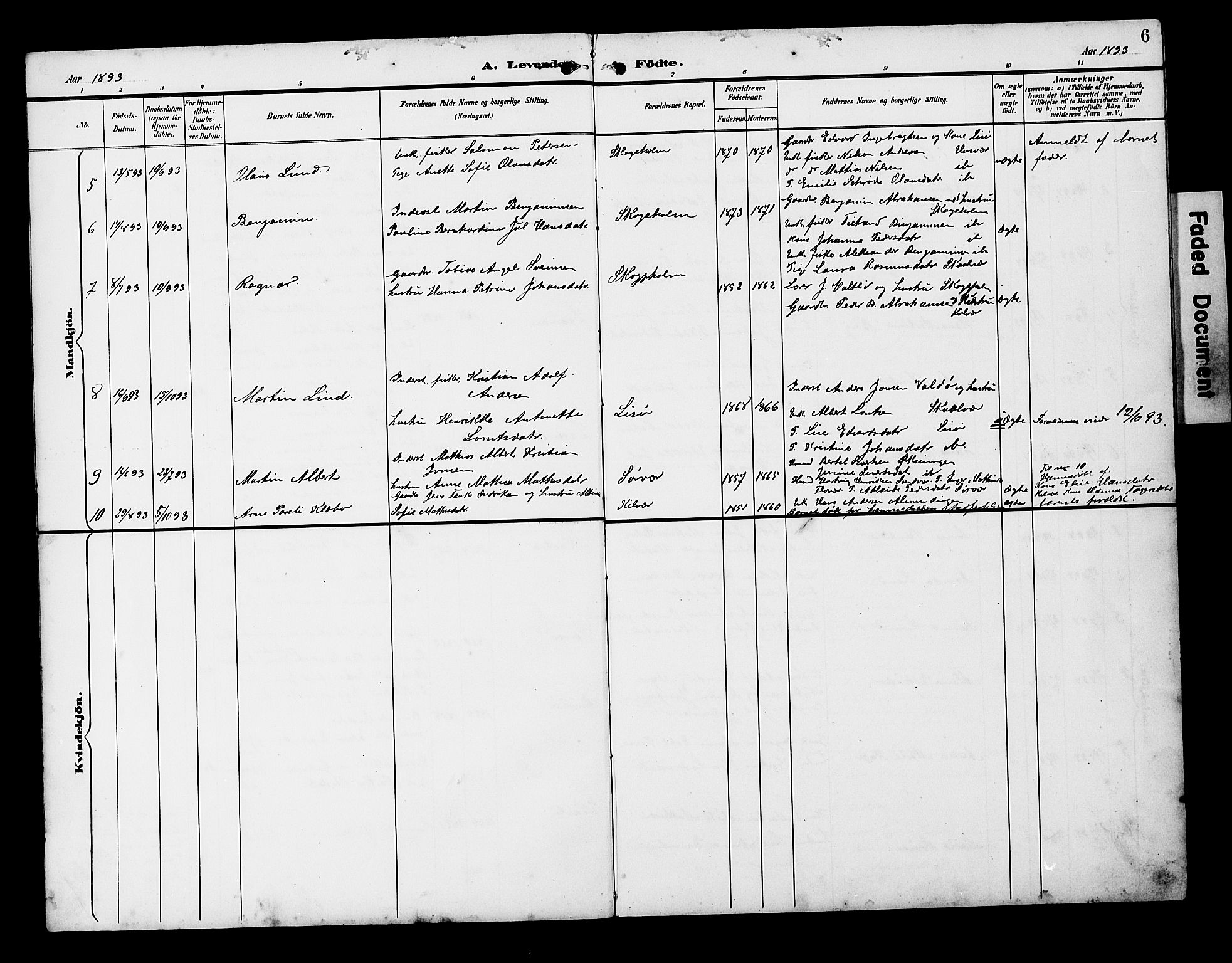 Ministerialprotokoller, klokkerbøker og fødselsregistre - Nordland, AV/SAT-A-1459/818/L0273: Parish register (copy) no. 818C01, 1893-1928, p. 6