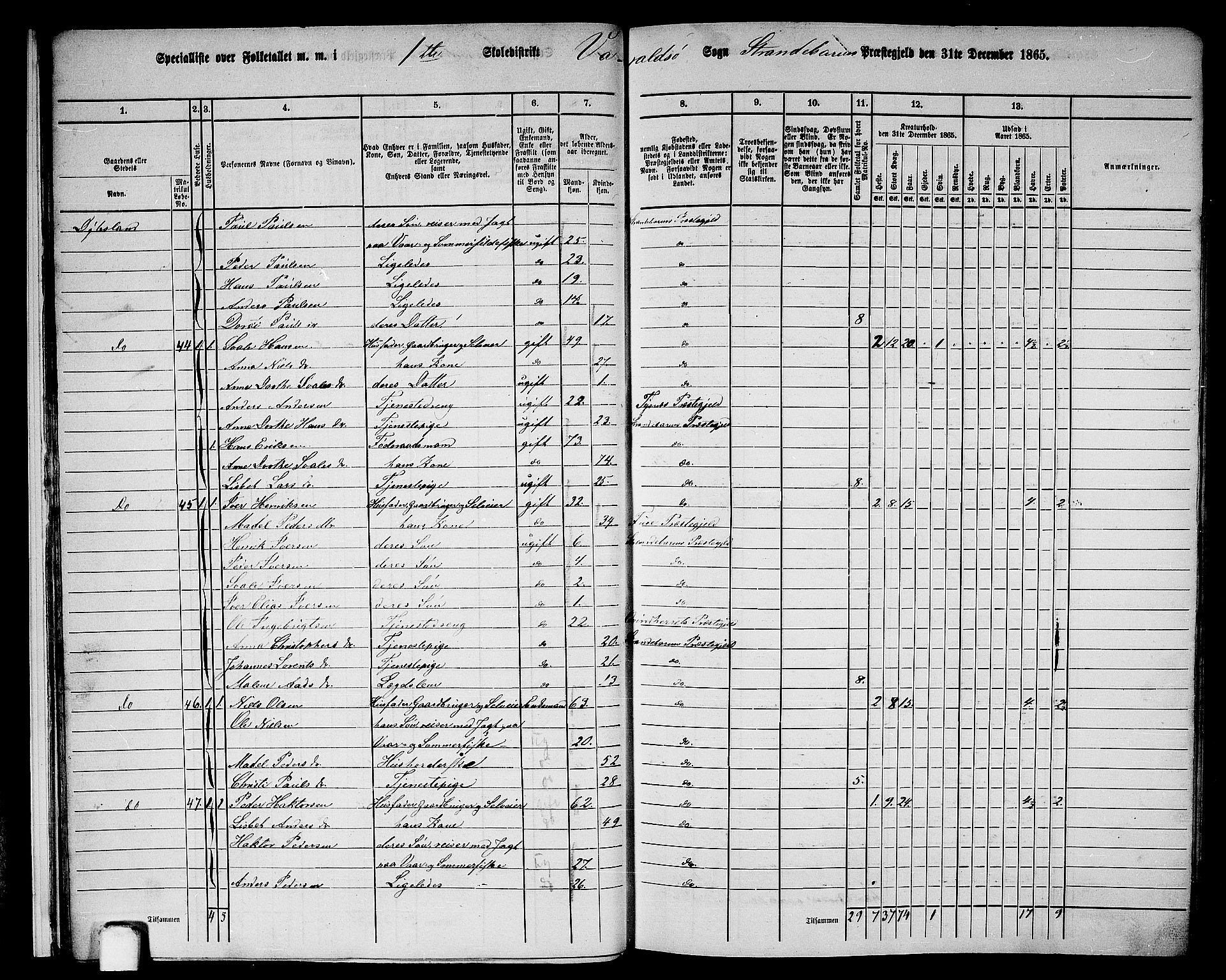 RA, 1865 census for Strandebarm, 1865, p. 14