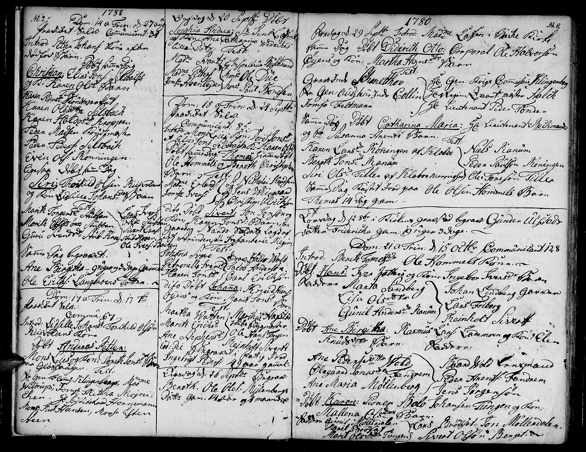 Ministerialprotokoller, klokkerbøker og fødselsregistre - Sør-Trøndelag, SAT/A-1456/604/L0180: Parish register (official) no. 604A01, 1780-1797, p. 7-8