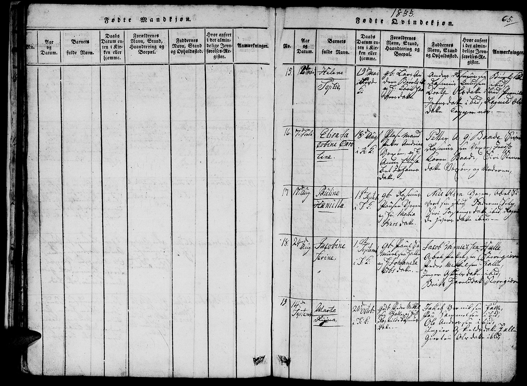 Ministerialprotokoller, klokkerbøker og fødselsregistre - Møre og Romsdal, AV/SAT-A-1454/503/L0046: Parish register (copy) no. 503C01, 1816-1842, p. 65