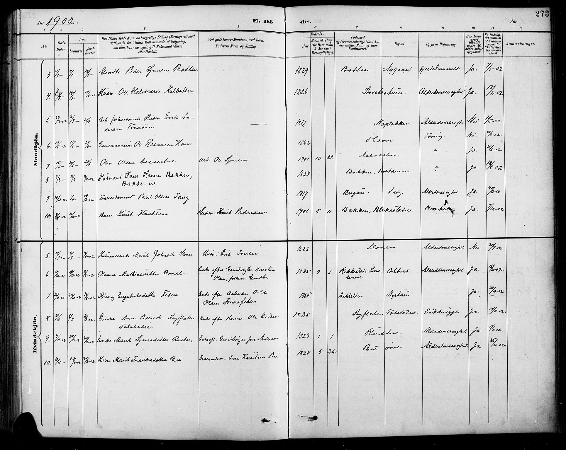 Sel prestekontor, SAH/PREST-074/H/Ha/Hab/L0001: Parish register (copy) no. 1, 1894-1923, p. 273