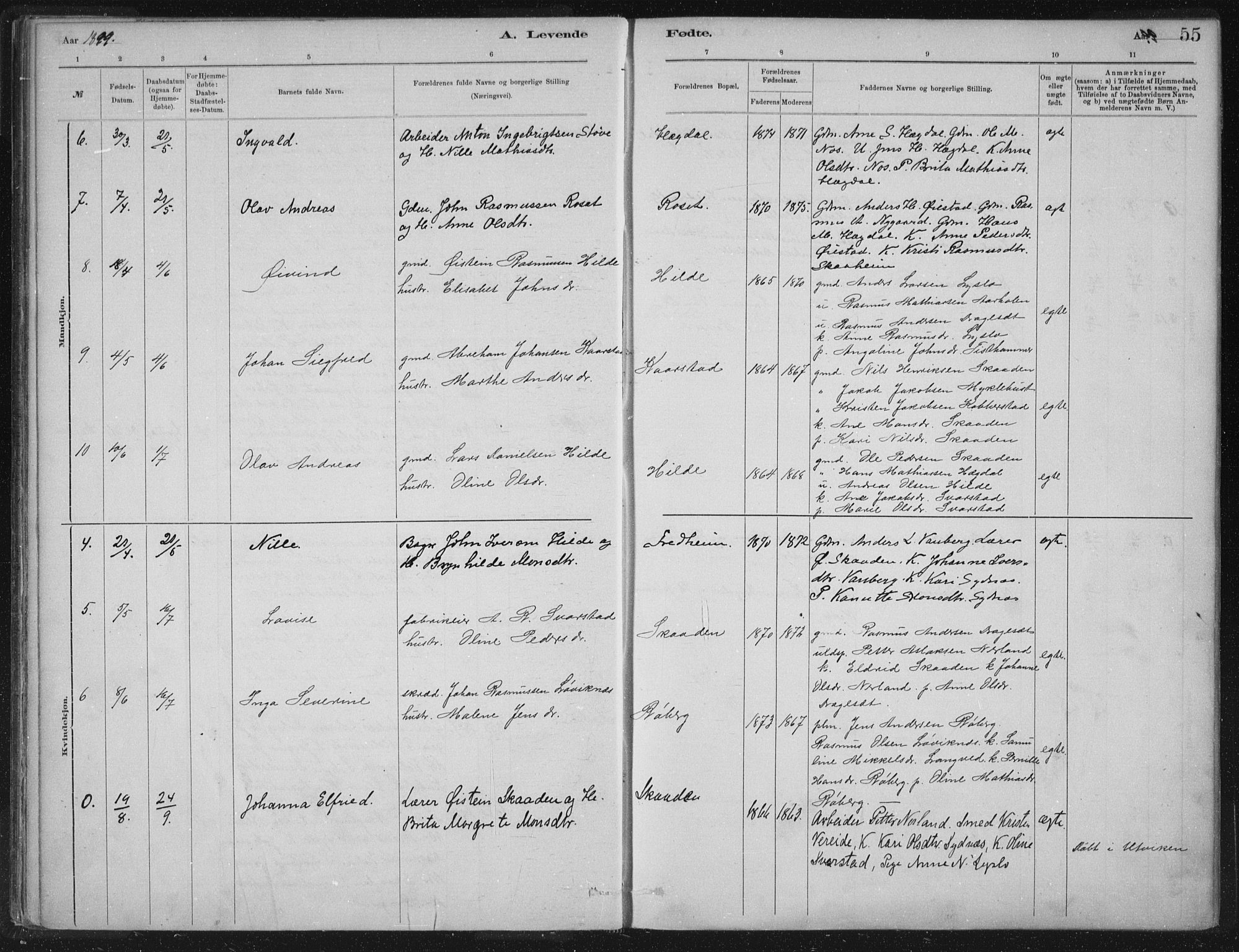 Innvik sokneprestembete, AV/SAB-A-80501: Parish register (official) no. B  1, 1879-1902, p. 55