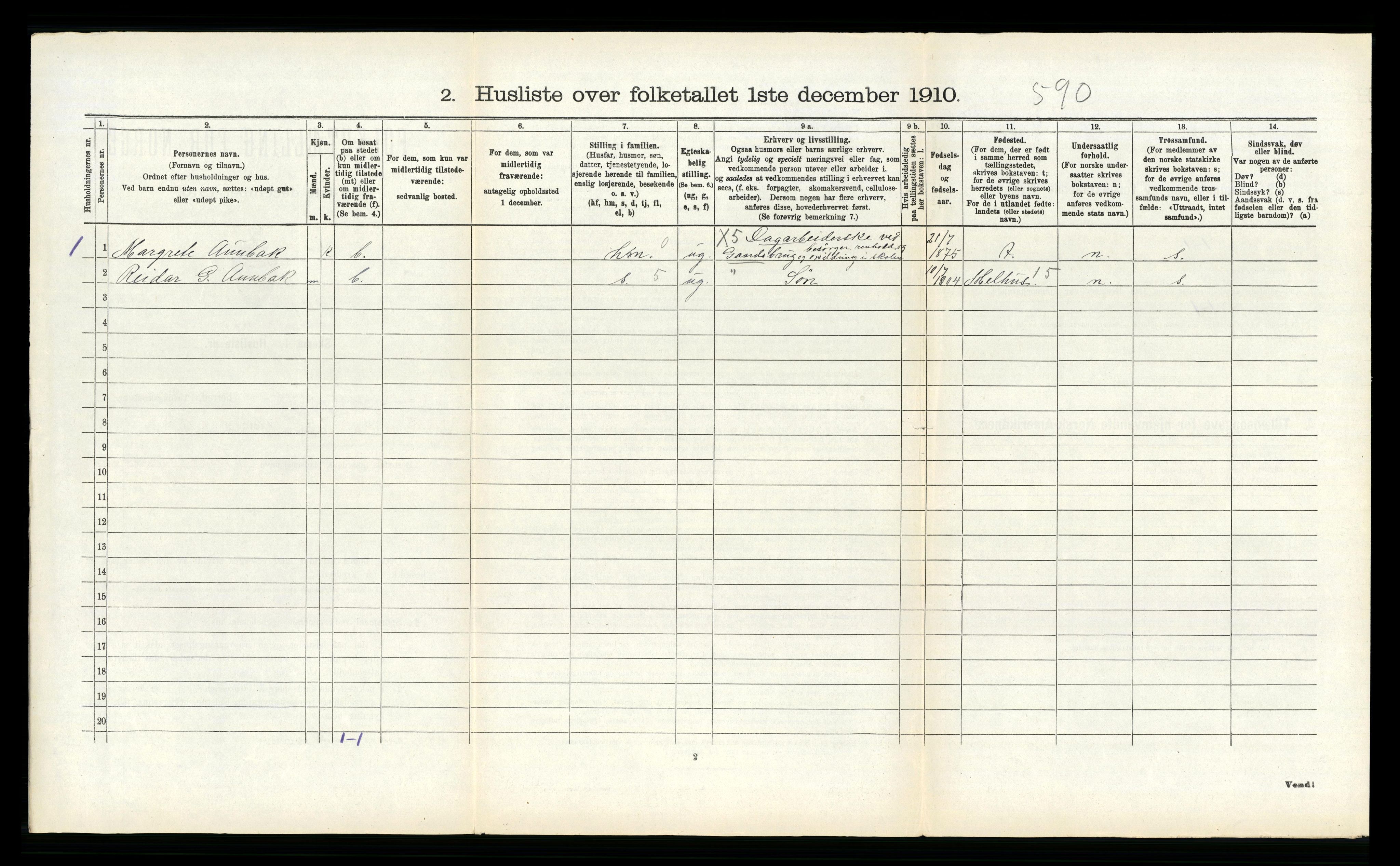 RA, 1910 census for Singsås, 1910, p. 225