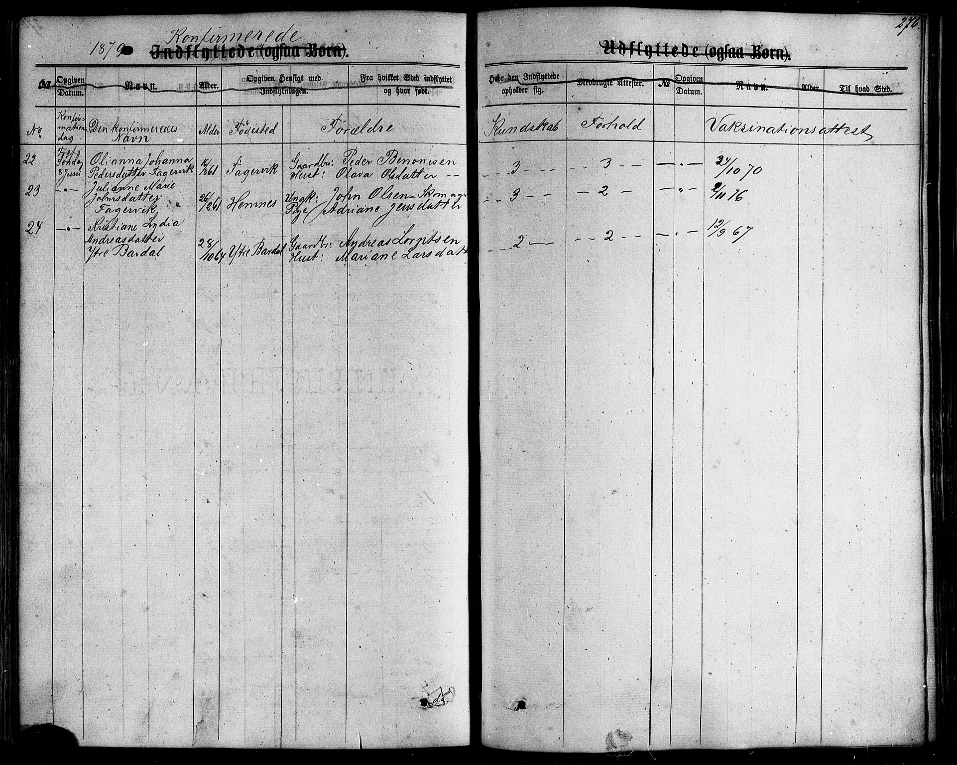 Ministerialprotokoller, klokkerbøker og fødselsregistre - Nordland, AV/SAT-A-1459/838/L0551: Parish register (official) no. 838A09, 1864-1880, p. 276