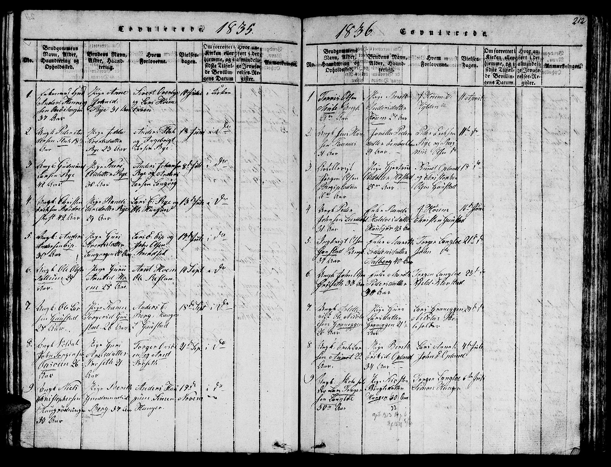 Ministerialprotokoller, klokkerbøker og fødselsregistre - Sør-Trøndelag, SAT/A-1456/612/L0385: Parish register (copy) no. 612C01, 1816-1845, p. 212