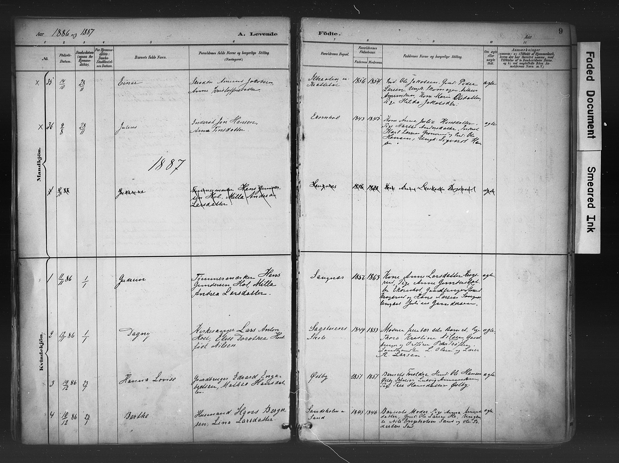 Nord-Odal prestekontor, AV/SAH-PREST-032/H/Ha/Haa/L0006: Parish register (official) no. 6, 1886-1901, p. 9