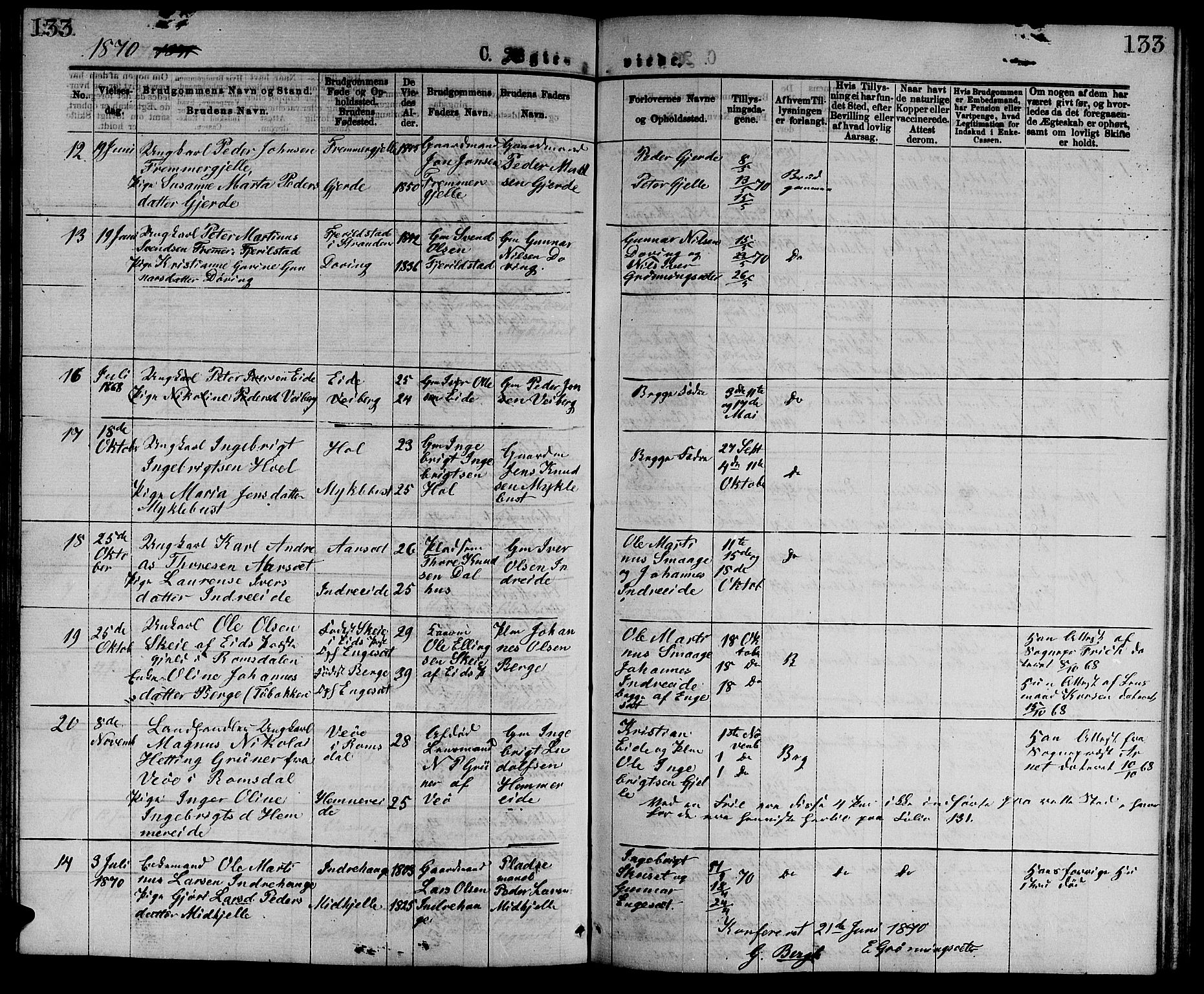 Ministerialprotokoller, klokkerbøker og fødselsregistre - Møre og Romsdal, AV/SAT-A-1454/519/L0262: Parish register (copy) no. 519C03, 1866-1884, p. 133