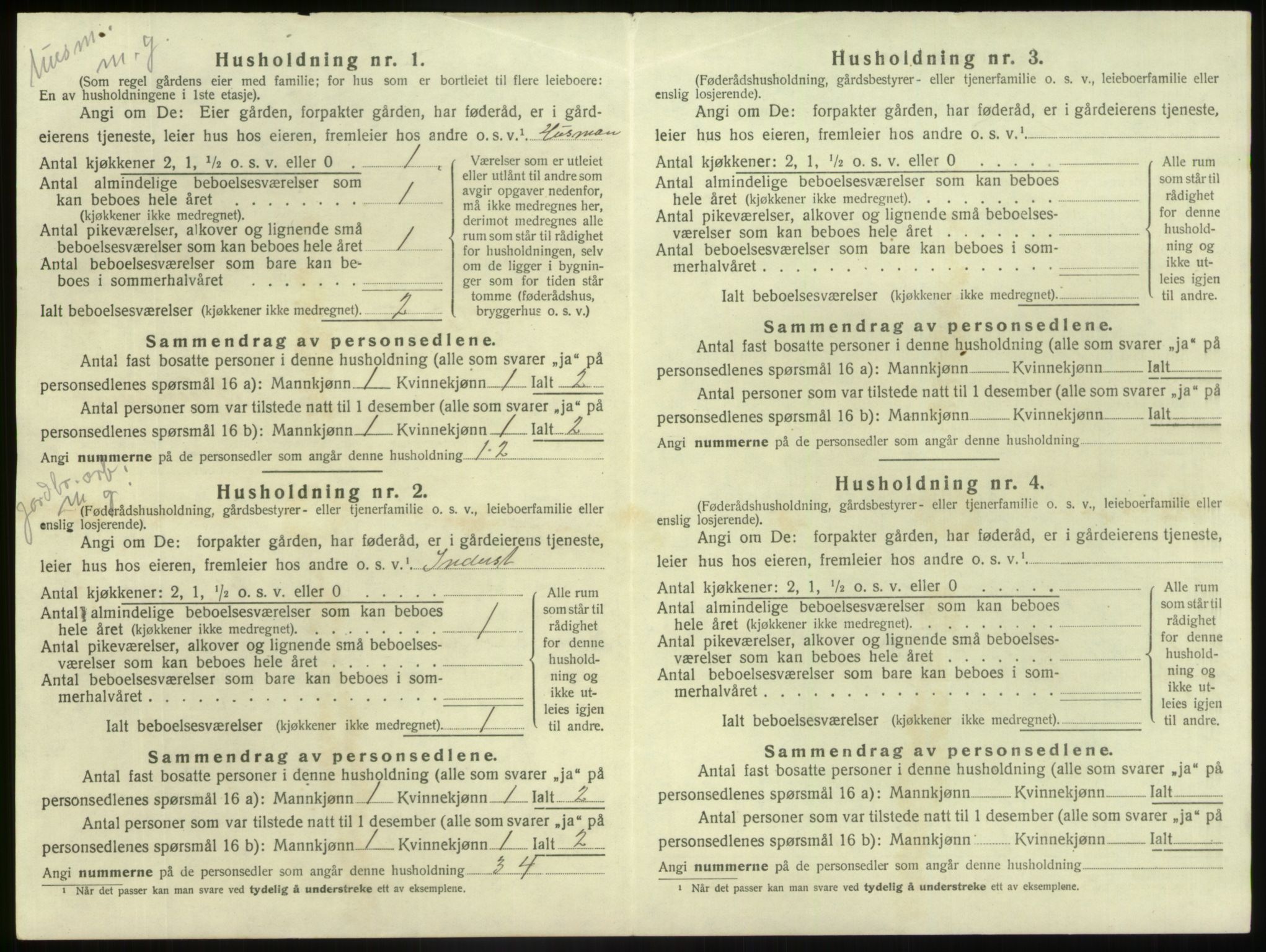 SAB, 1920 census for Jostedal, 1920, p. 299