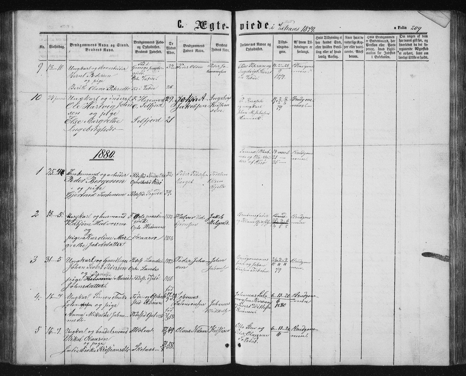 Ministerialprotokoller, klokkerbøker og fødselsregistre - Nordland, SAT/A-1459/810/L0158: Parish register (copy) no. 810C02 /1, 1863-1883, p. 209