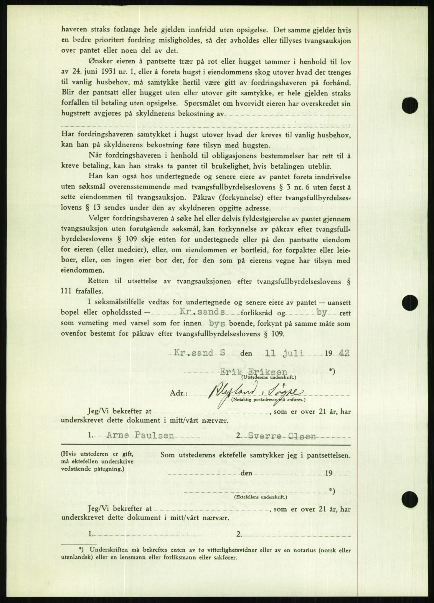 Torridal sorenskriveri, SAK/1221-0012/G/Gb/Gbb/L0009: Mortgage book no. 53b, 1942-1943, Diary no: : 839/1942