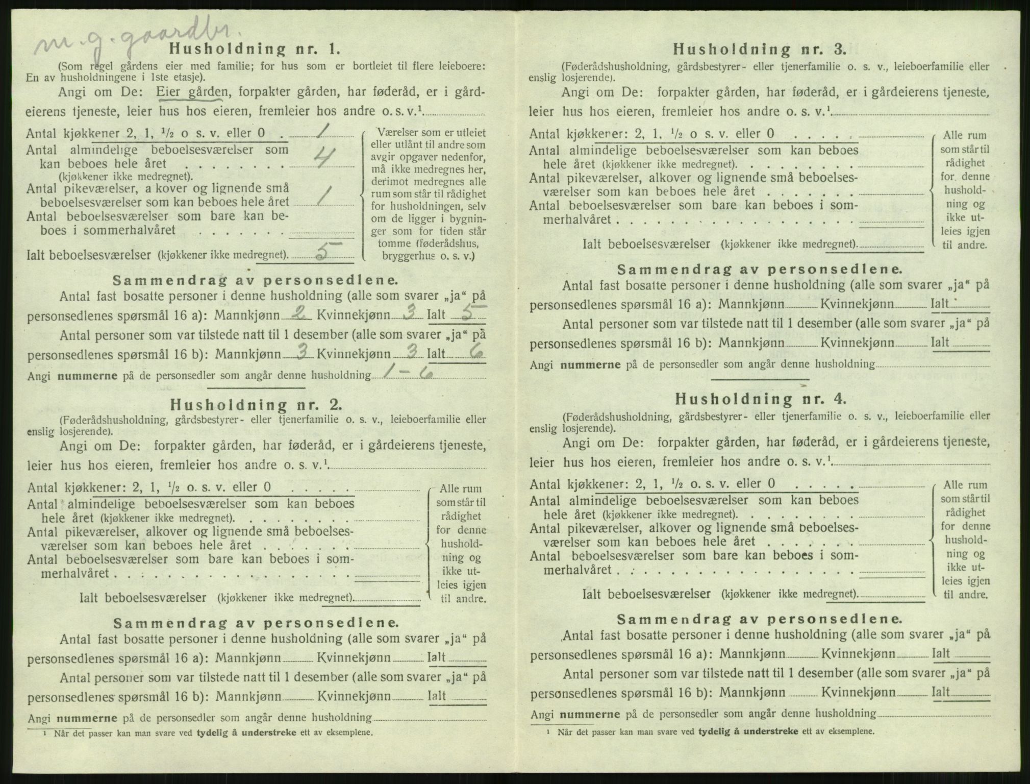 SAT, 1920 census for Sunnylven, 1920, p. 329