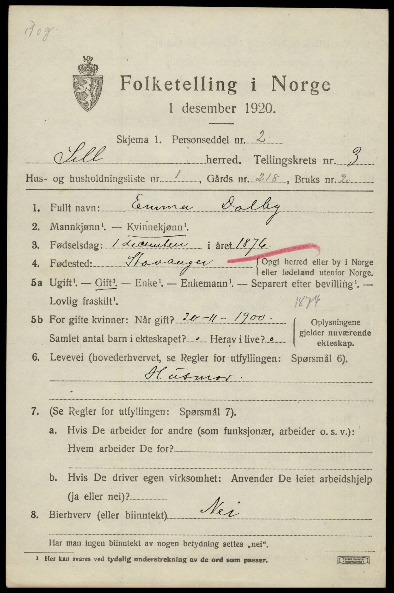 SAH, 1920 census for Sel, 1920, p. 2172