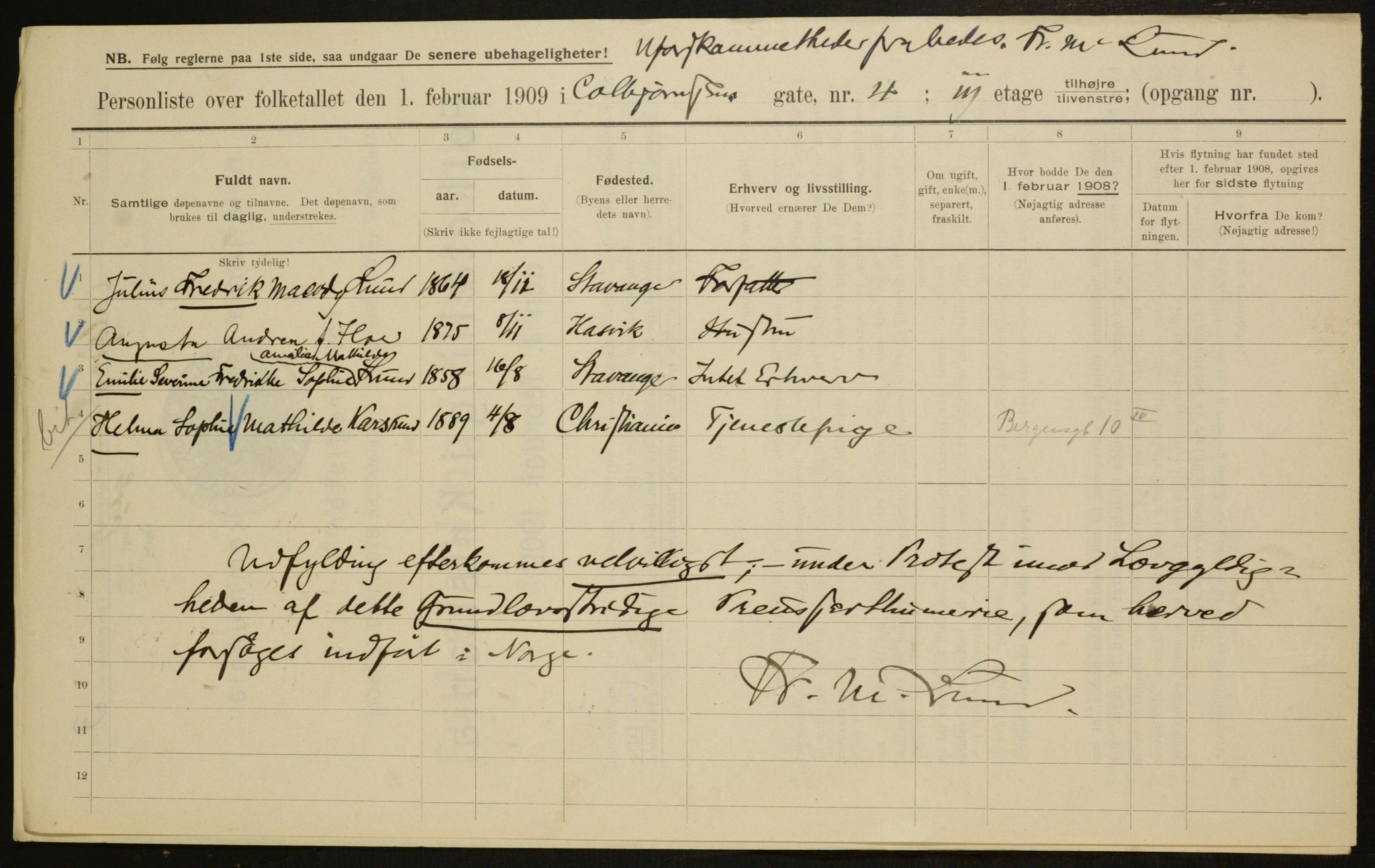 OBA, Municipal Census 1909 for Kristiania, 1909, p. 11677