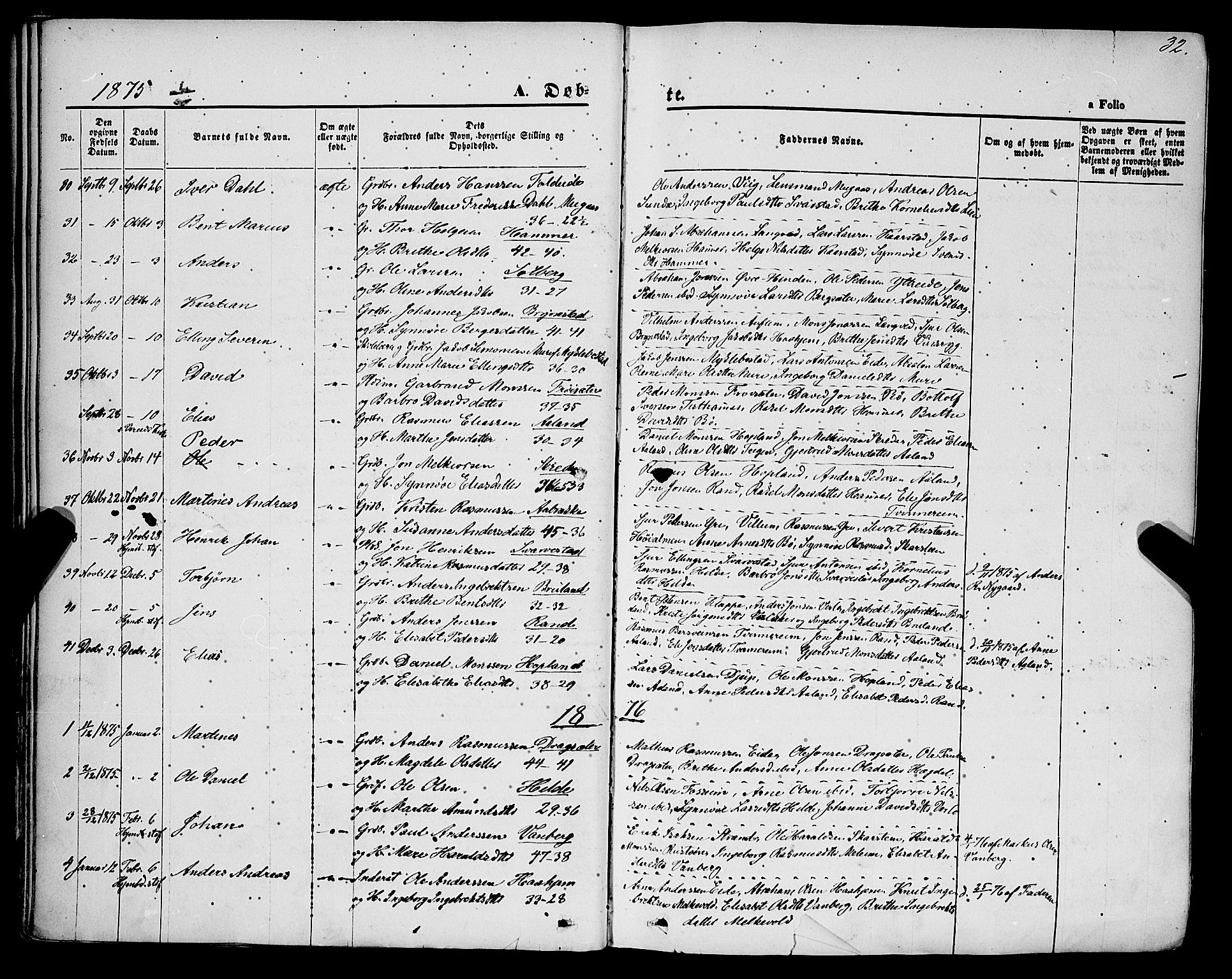 Innvik sokneprestembete, AV/SAB-A-80501: Parish register (official) no. A 6, 1865-1878, p. 32